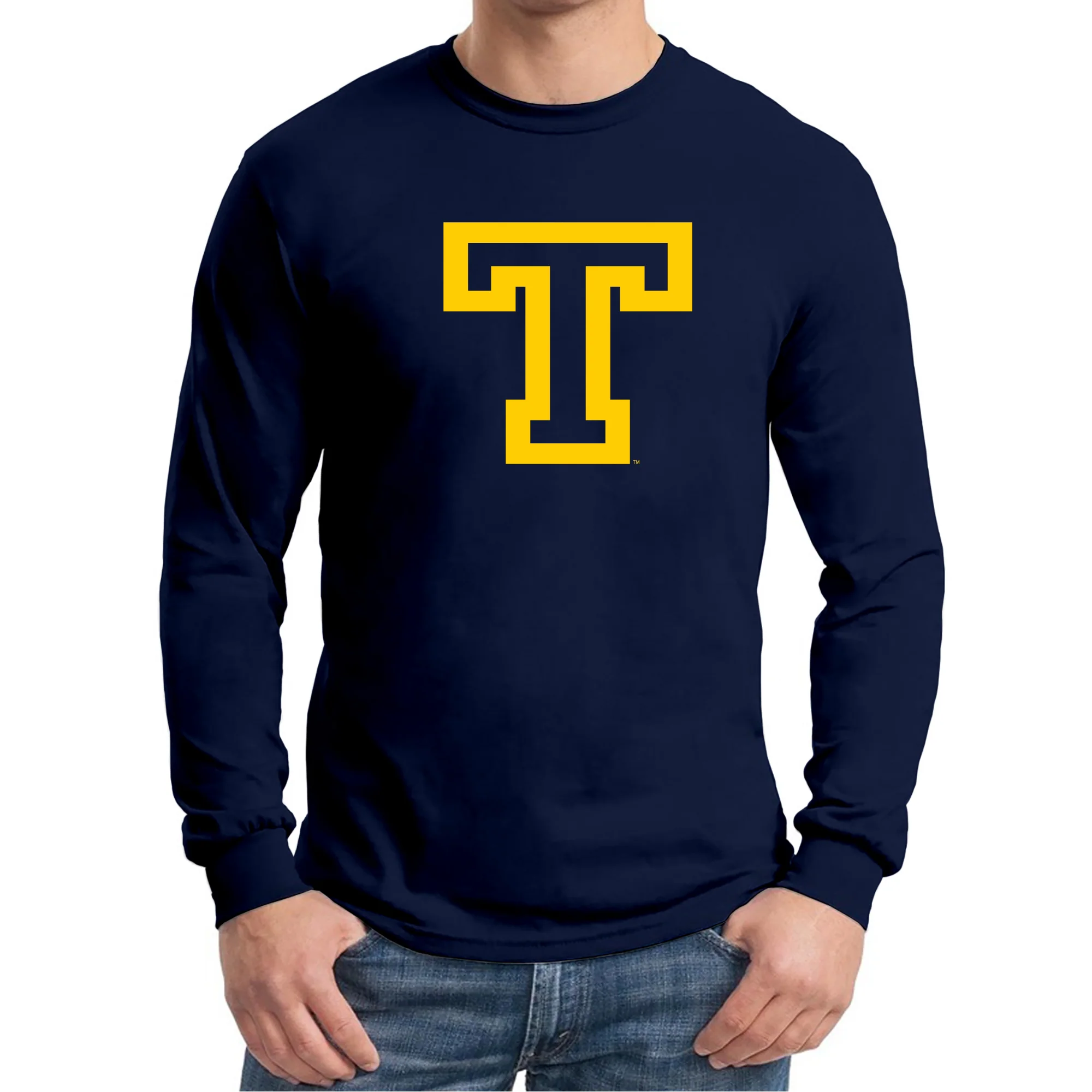 Trinity College Bantams Primary Logo Basic Cotton Long Sleeve T Shirt - Navy - Image 3
