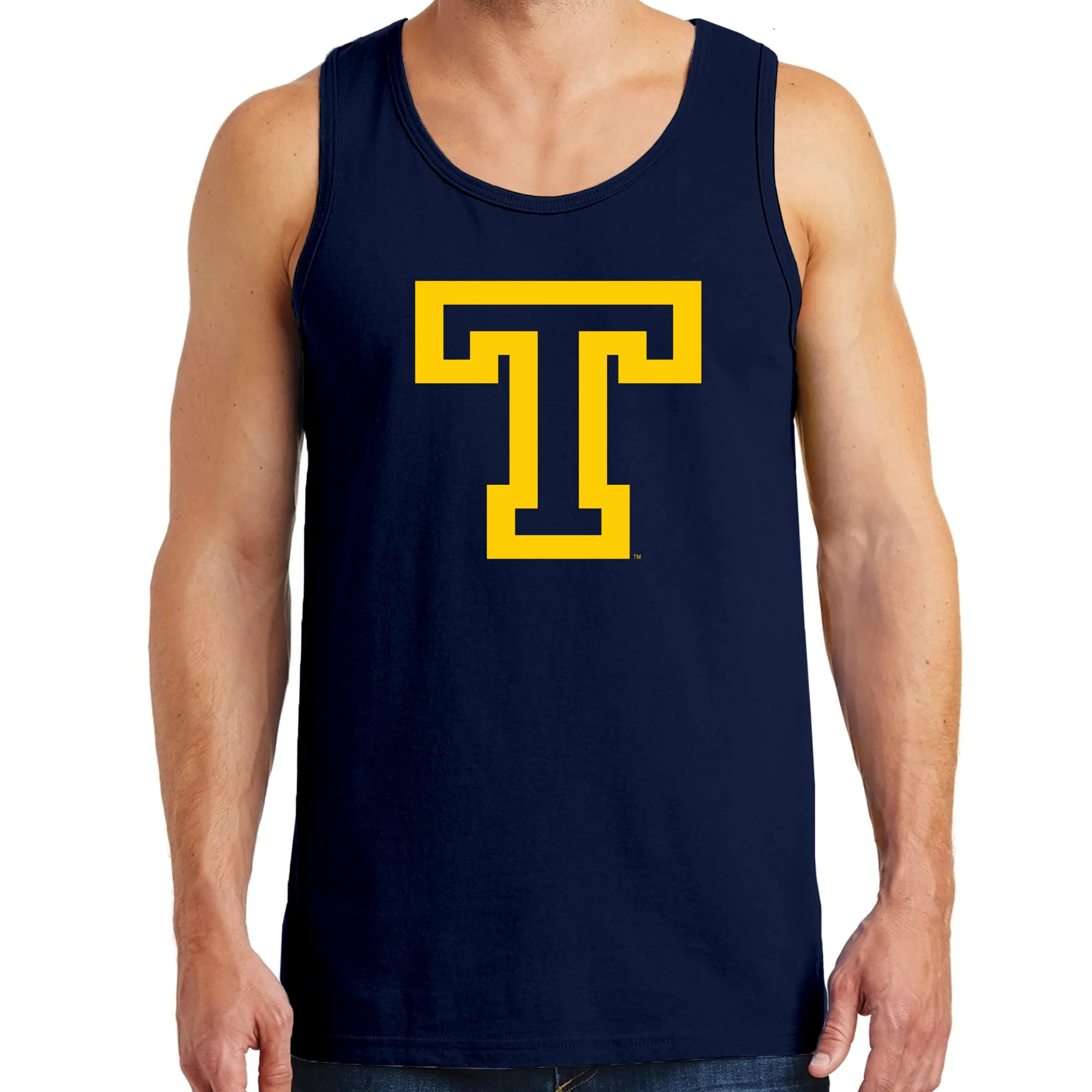 Trinity College Bantams Primary Logo Heavy Cotton Tank Top - Navy - Image 3