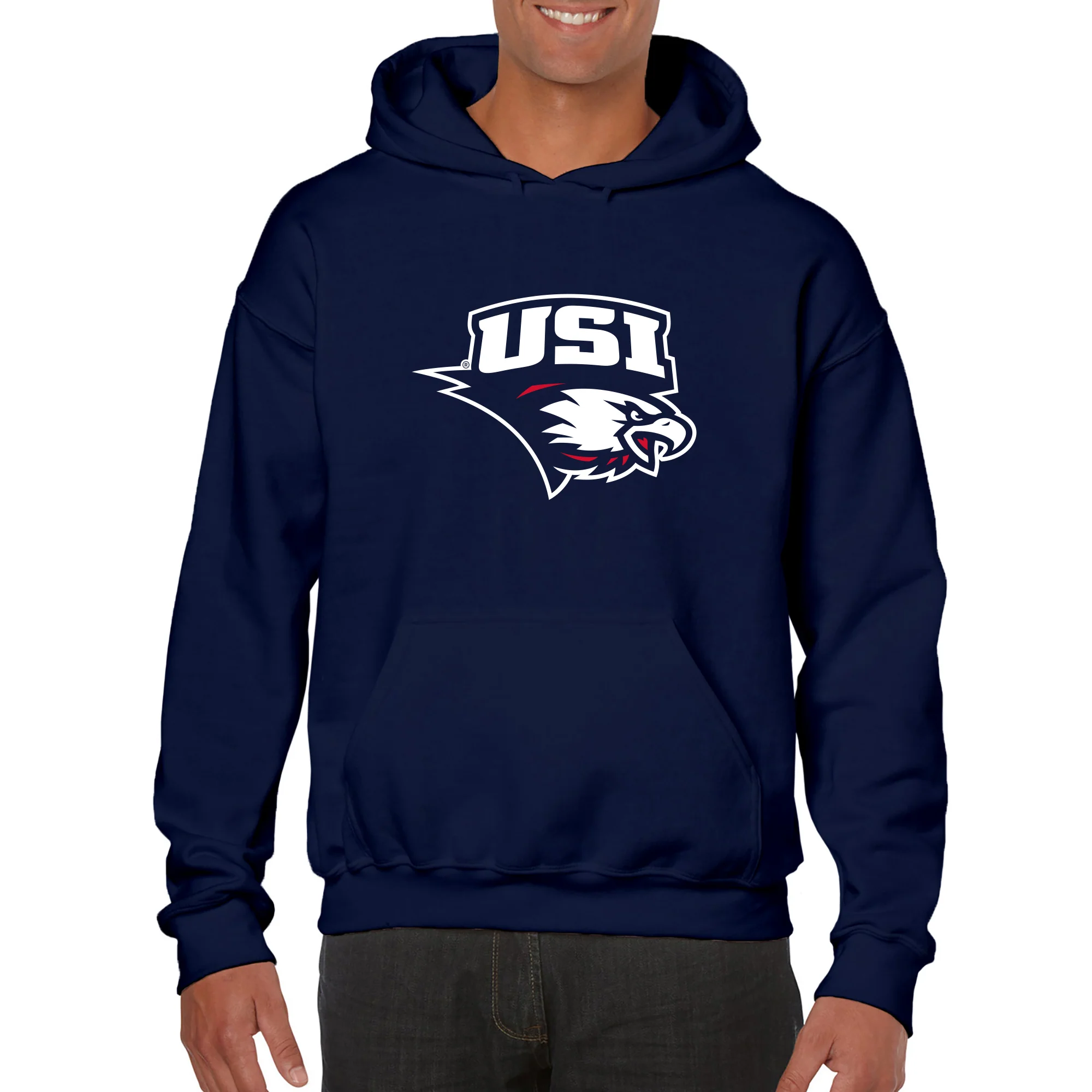 Southern Indiana Screaming Eagles Primary Logo Heavy Blend Hoodie - Navy - Image 3