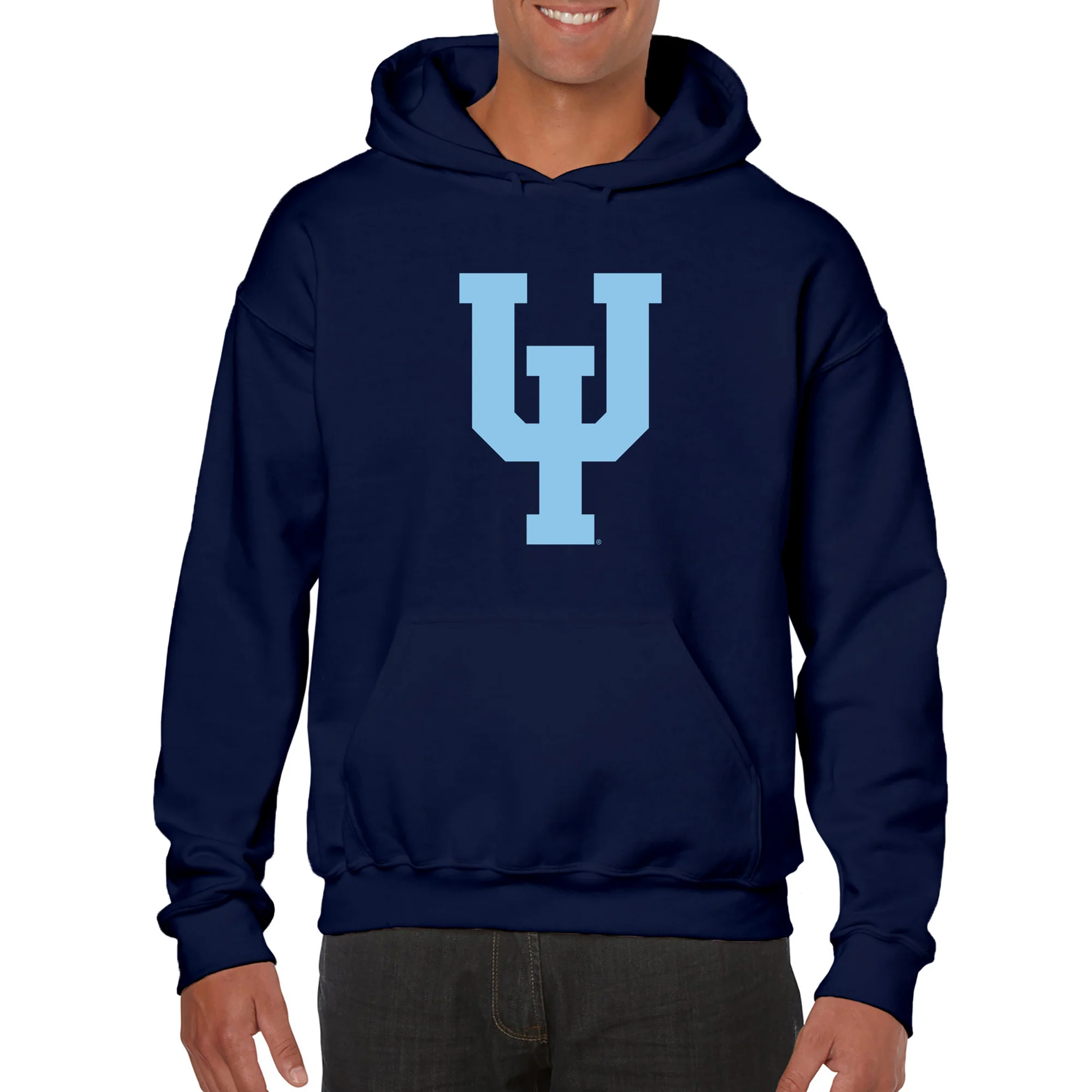 Upper Iowa University Peacocks Primary Logo Heavy Blend Hoodie - Navy - Image 3