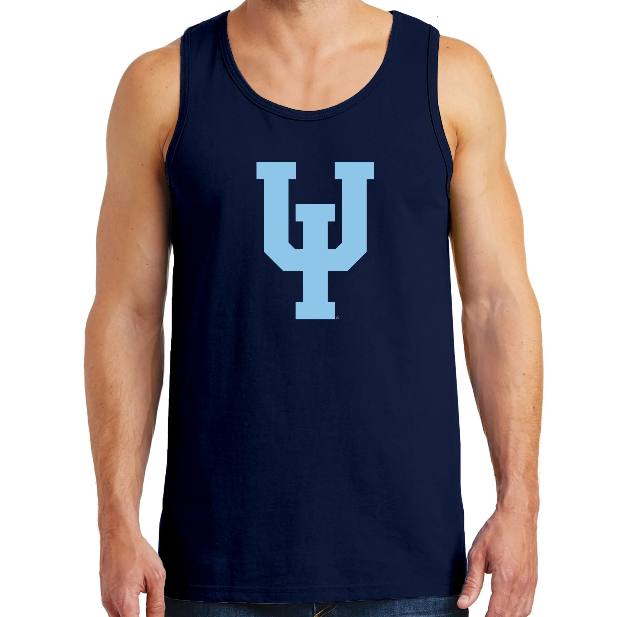 Upper Iowa University Peacocks Primary Logo Heavy Cotton Tank Top - Navy - Image 3