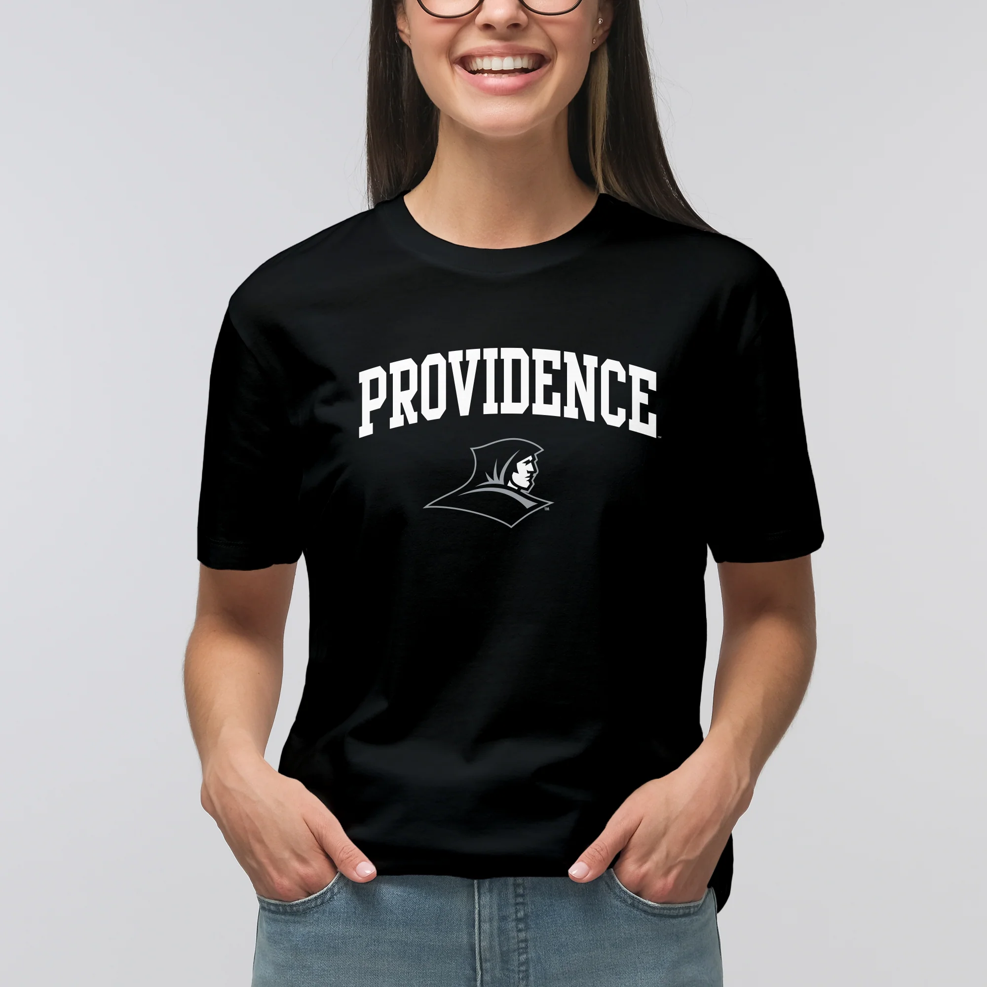 Providence College Friars Arch Logo Short Sleeve T-Shirt - Black - Image 4