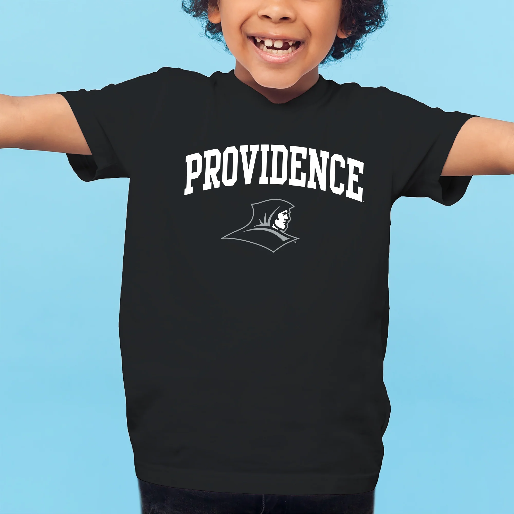 Providence College Friars Arch Logo Youth T-Shirt - Black - Image 3