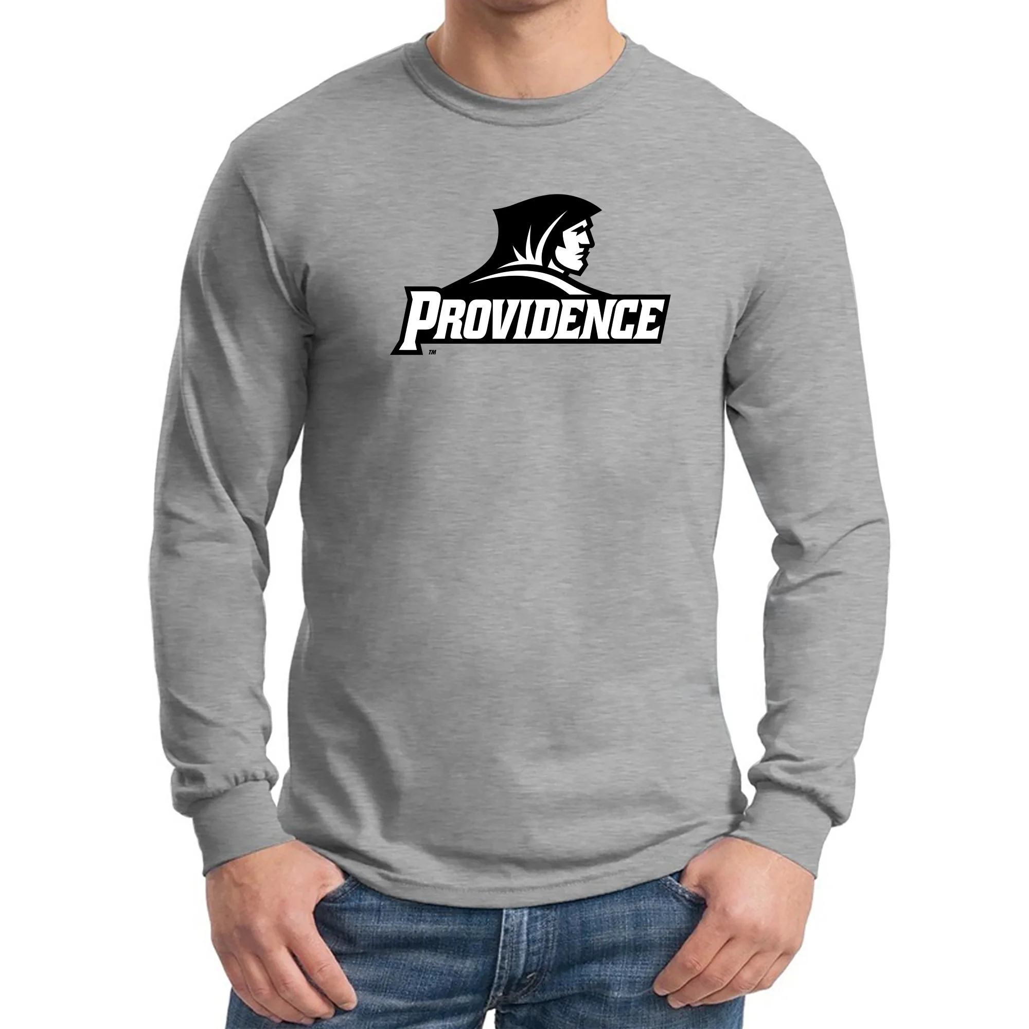 Providence College Friars Primary Logo Long Sleeve - Sport Grey - Image 3