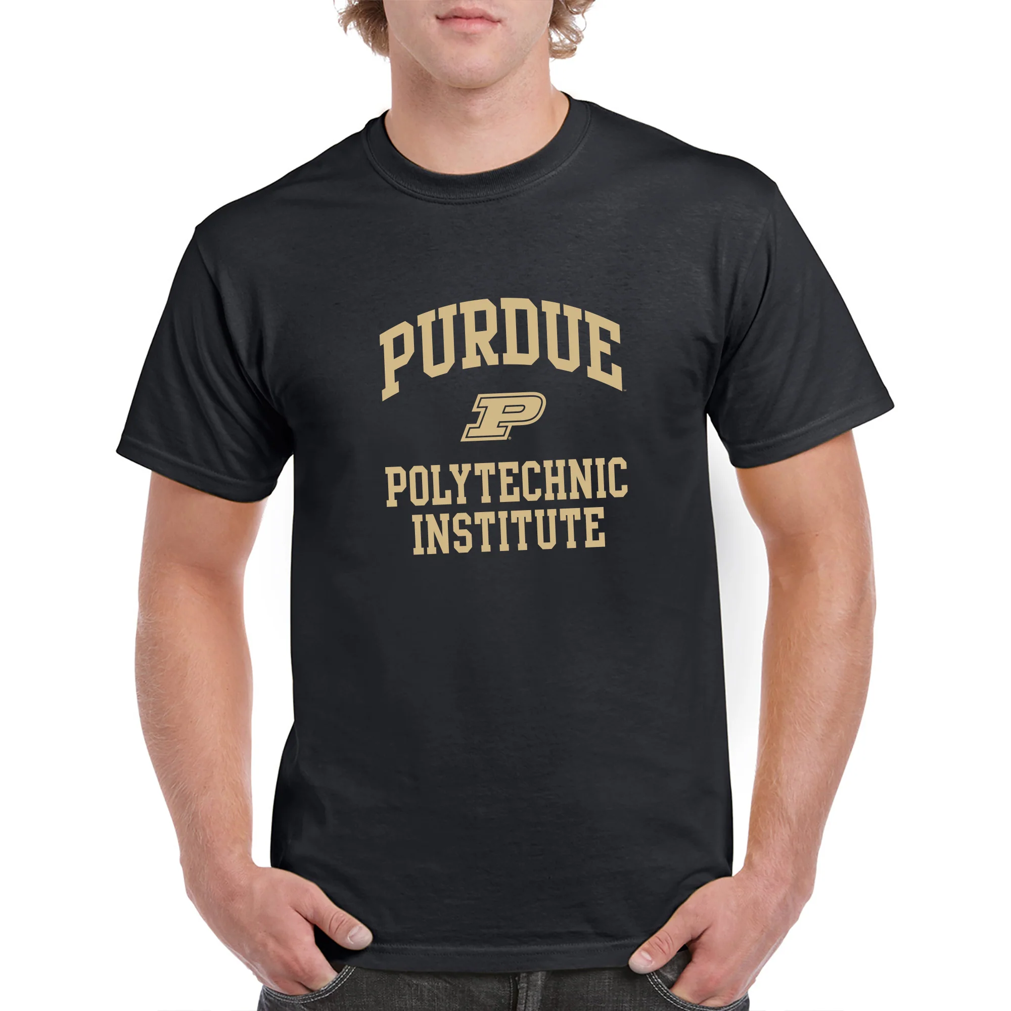 Purdue Arch Logo Polytechnic Institute T Shirt - Black - Image 3