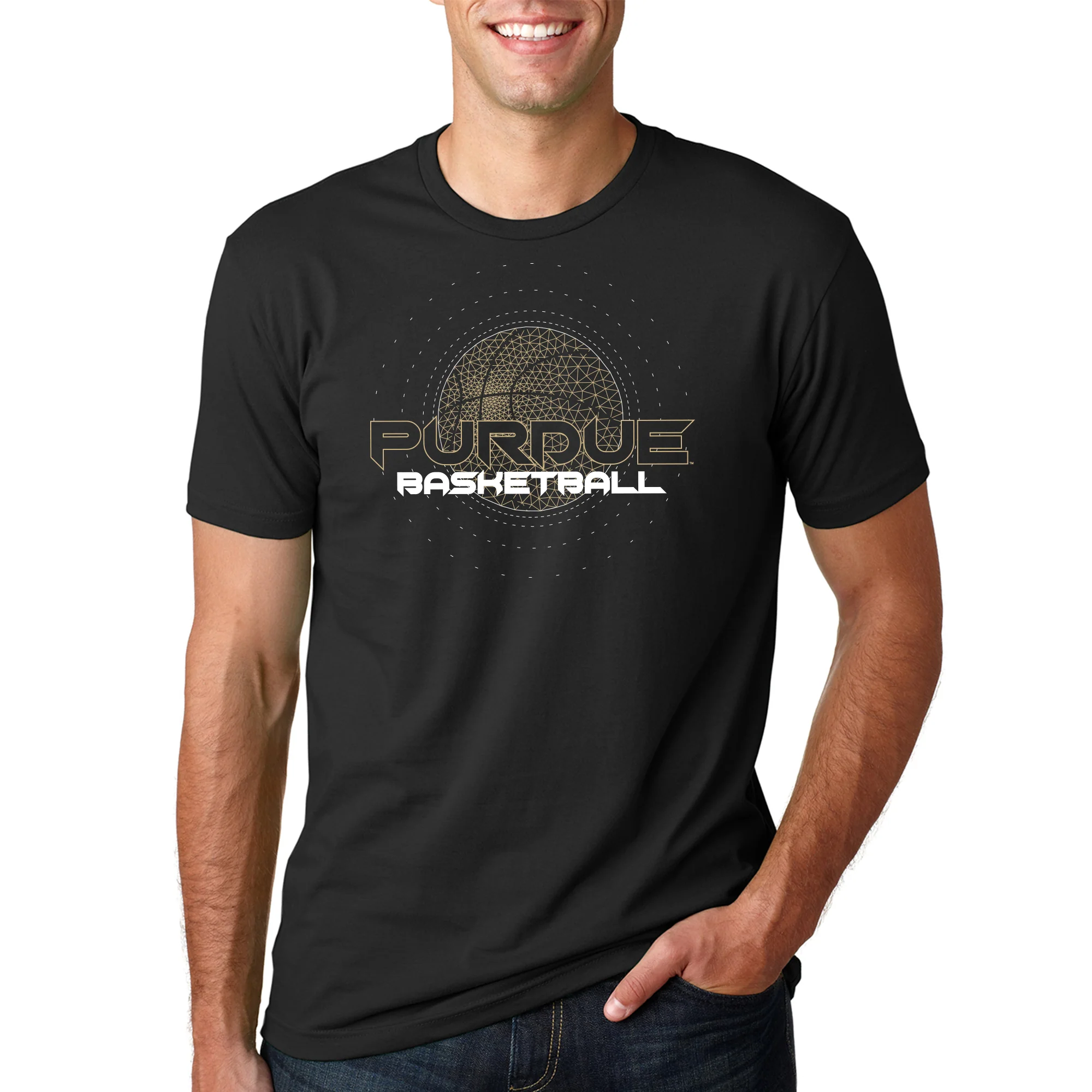 Purdue University Boilermakers Basketball Rezzed - Premium Cotton Tee - Black - Image 3