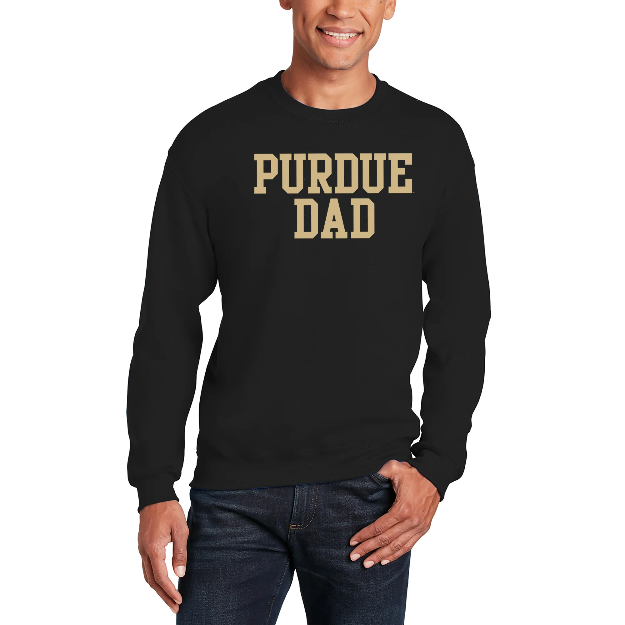 Purdue Boilermakers Basic Block Dad Crewneck Sweatshirt - Black - Image 4