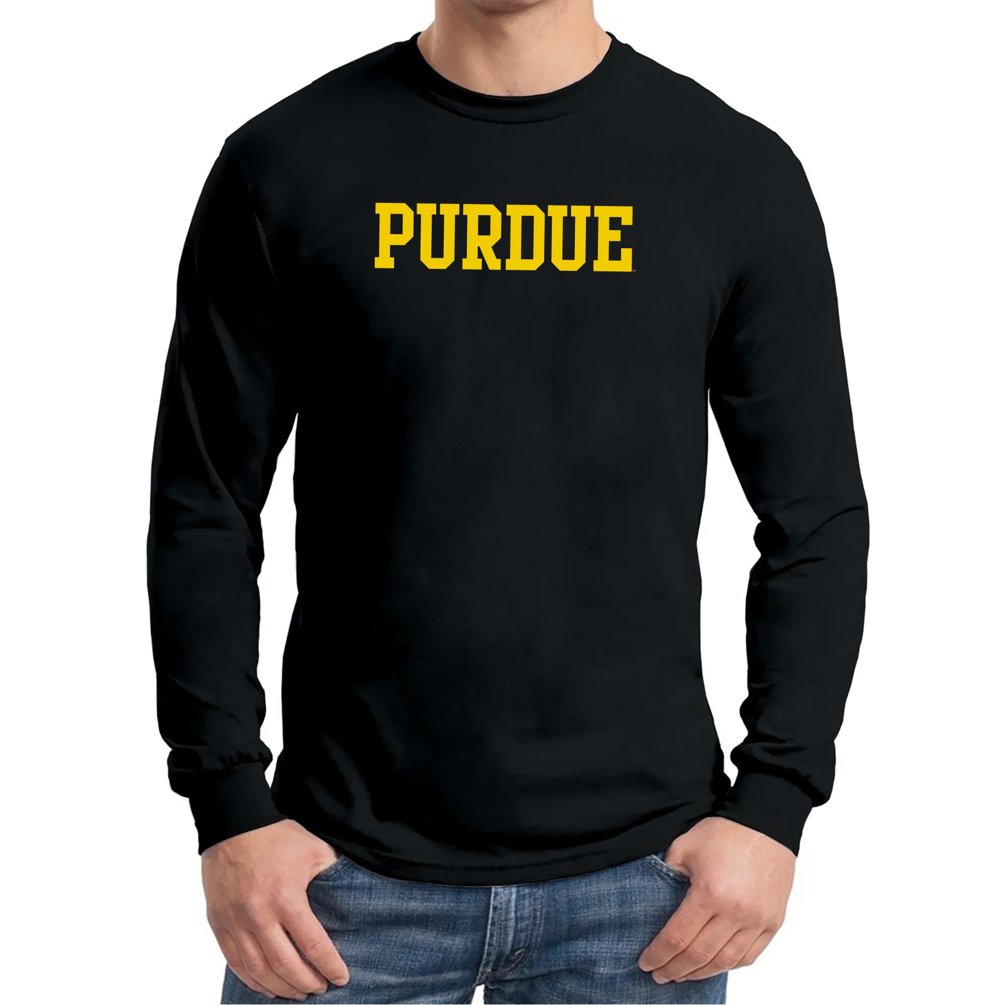 Purdue Boilermakers Basic Block Long Sleeve T Shirt - Black - Image 3