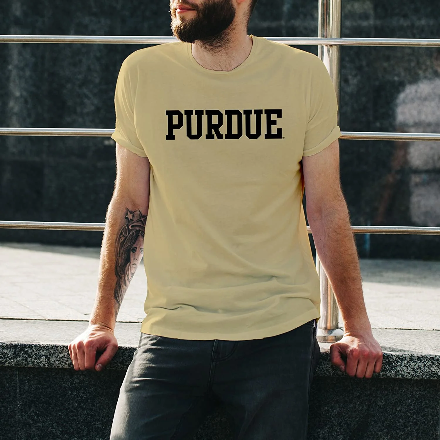 Purdue Boilermakers Basic Block T Shirt - Vegas Gold - Image 3