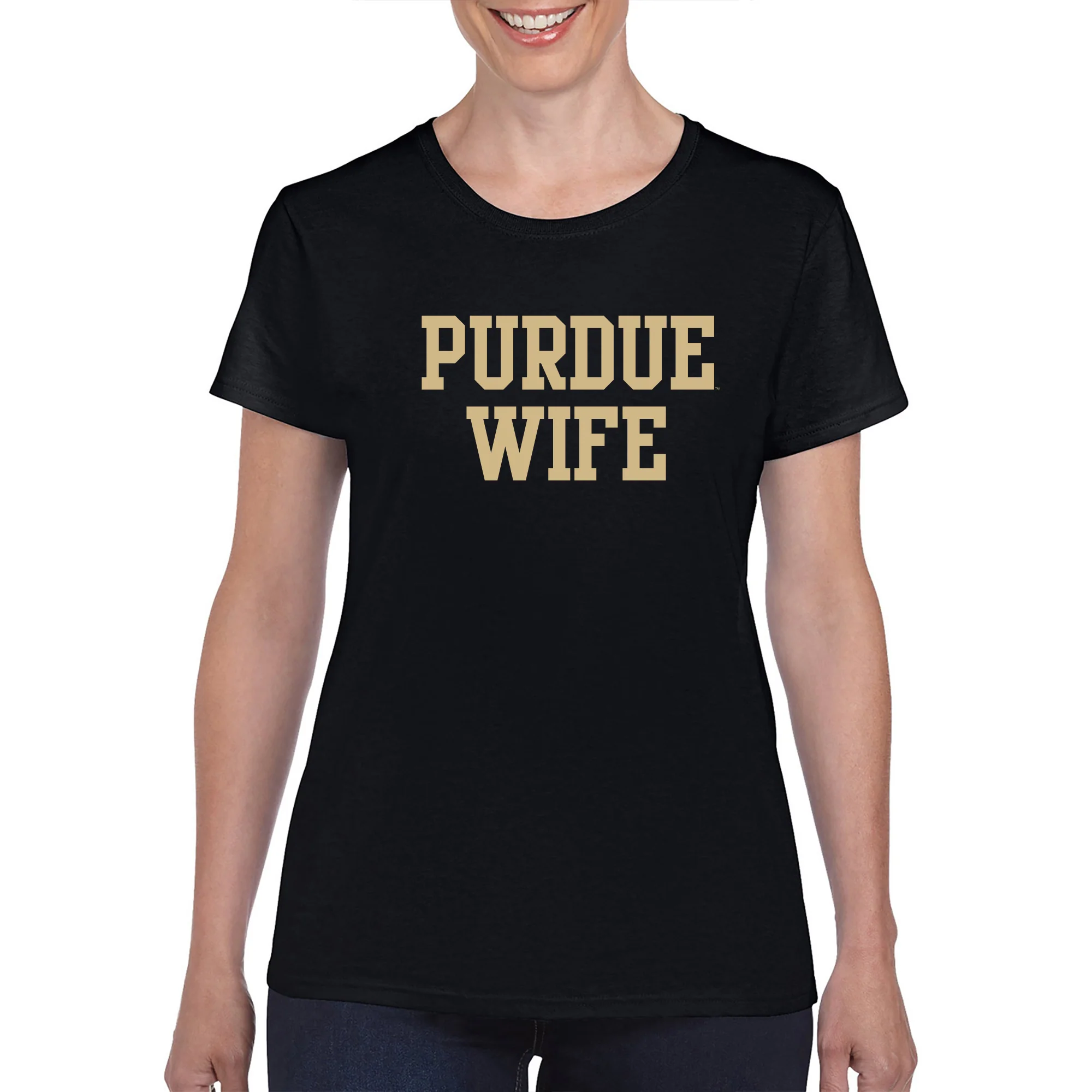 Purdue Boilermakers Basic Block Wife Women's T Shirt - Black - Image 4