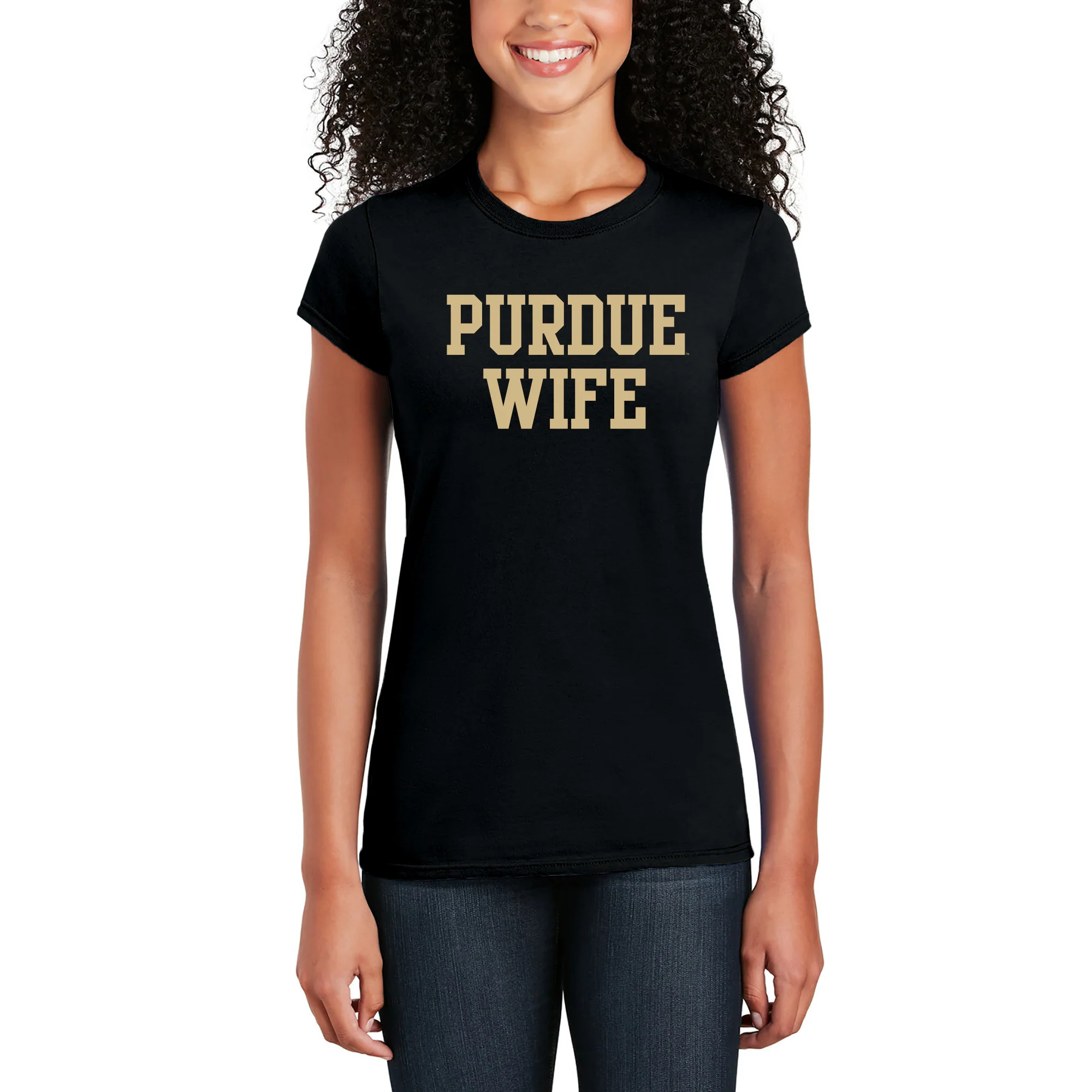 Purdue Boilermakers Basic Block Wife Women's T Shirt - Black - Image 5
