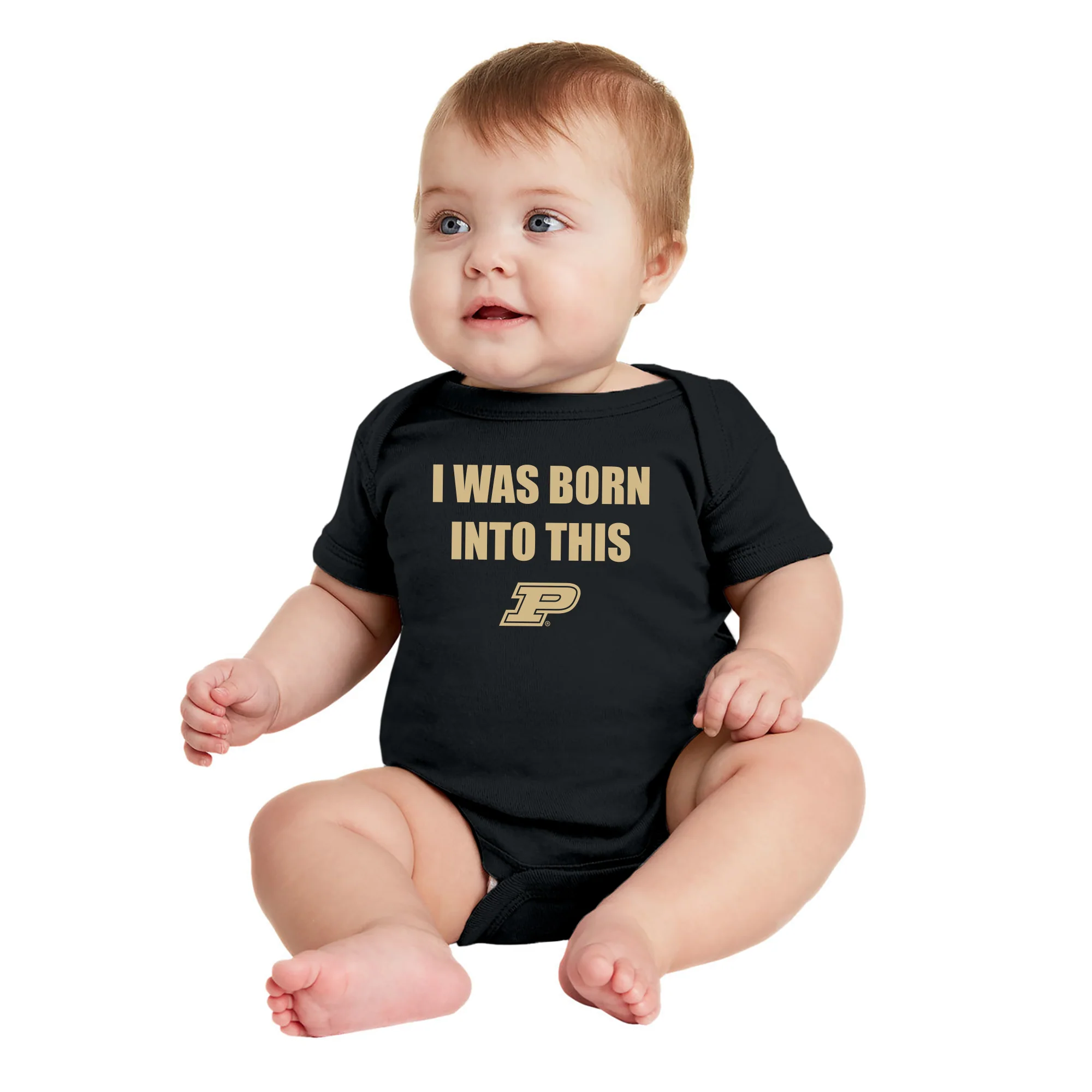 Purdue Boilermakers Born Into This Infant Creeper Bodysuit - Black - Image 3