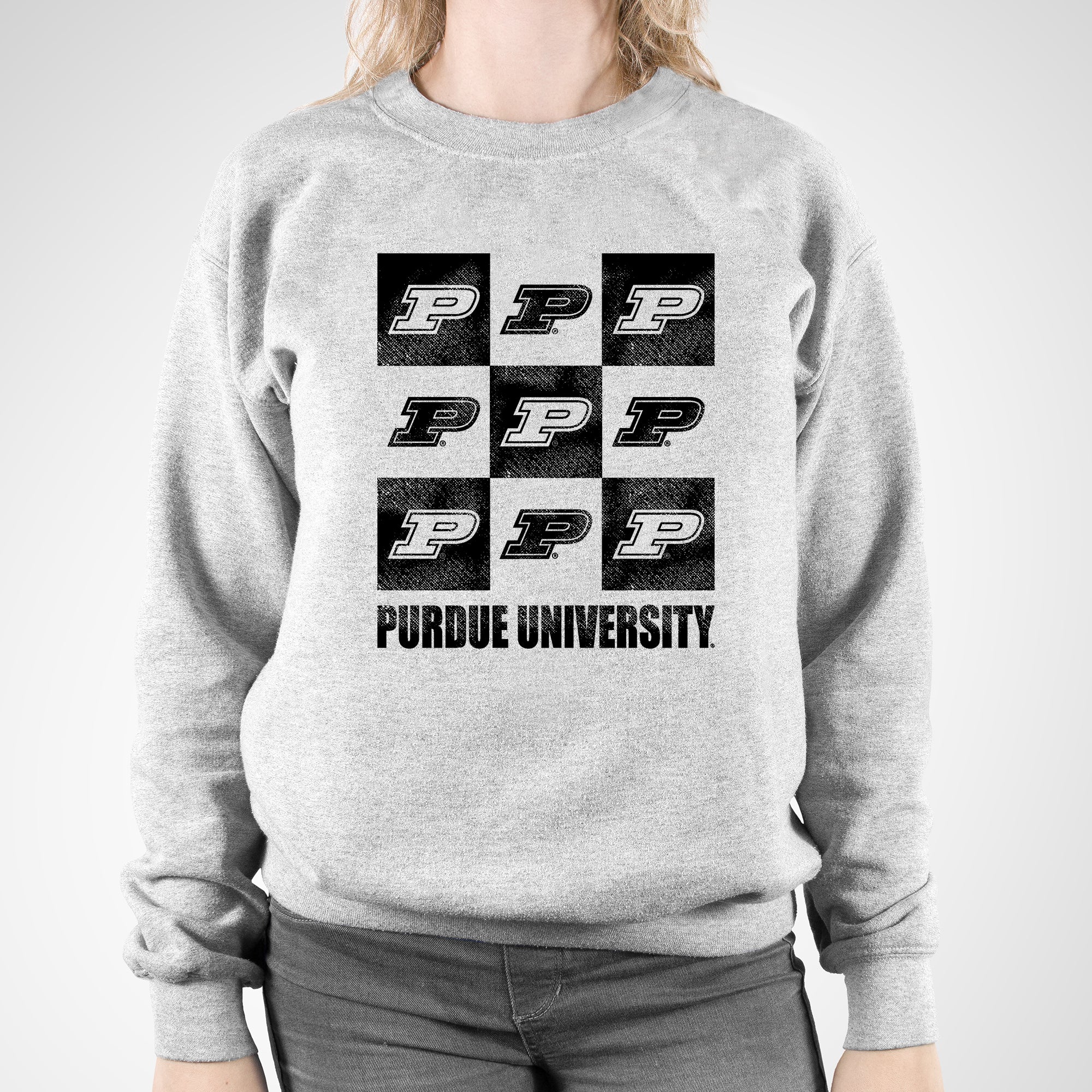 Purdue Boilermakers Checkerbox Crewneck Sweatshirt - Sport Grey - Image 3