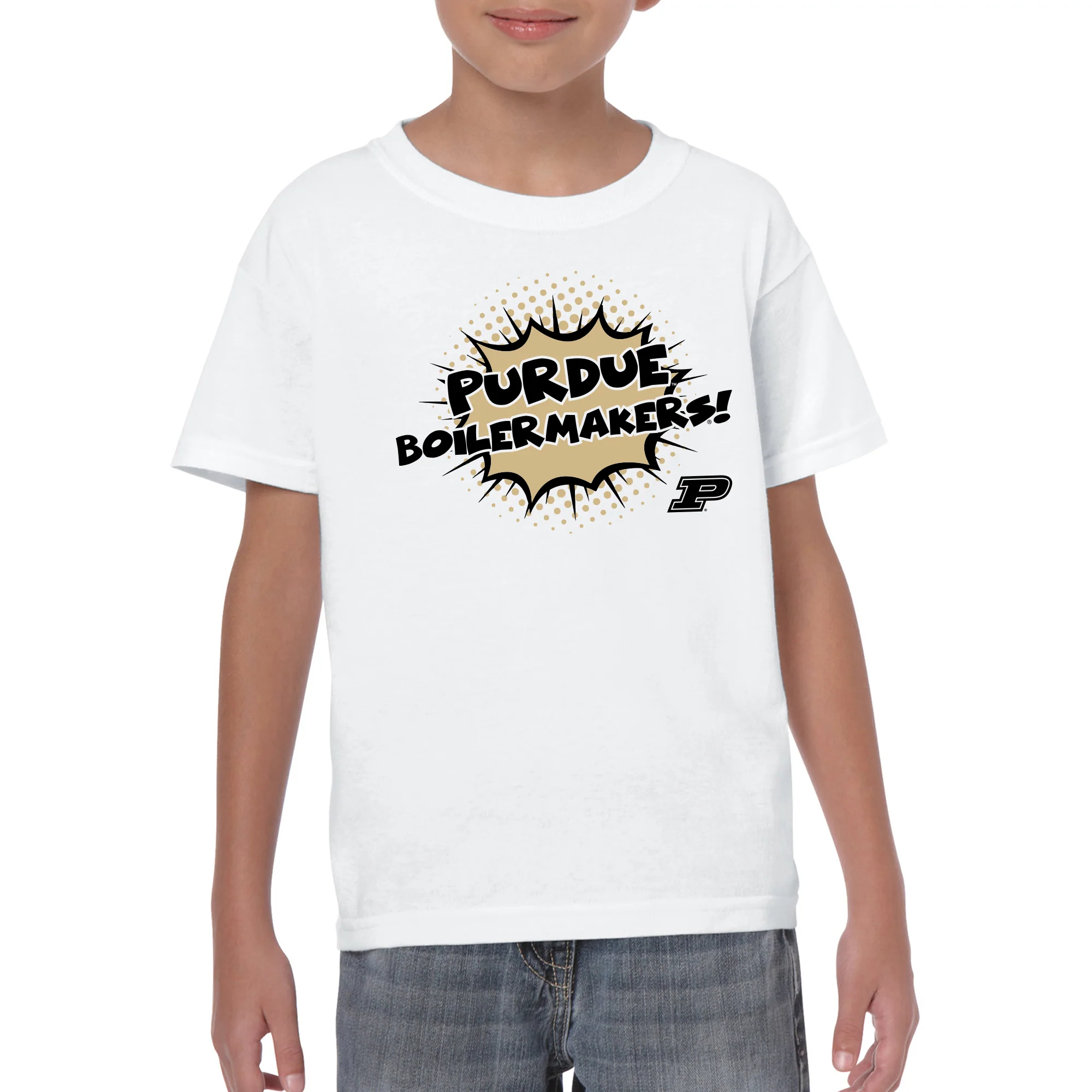 Purdue University Boilermakers Comic Blast Youth Basic Cotton Short Sleeve Tee - White - Image 3