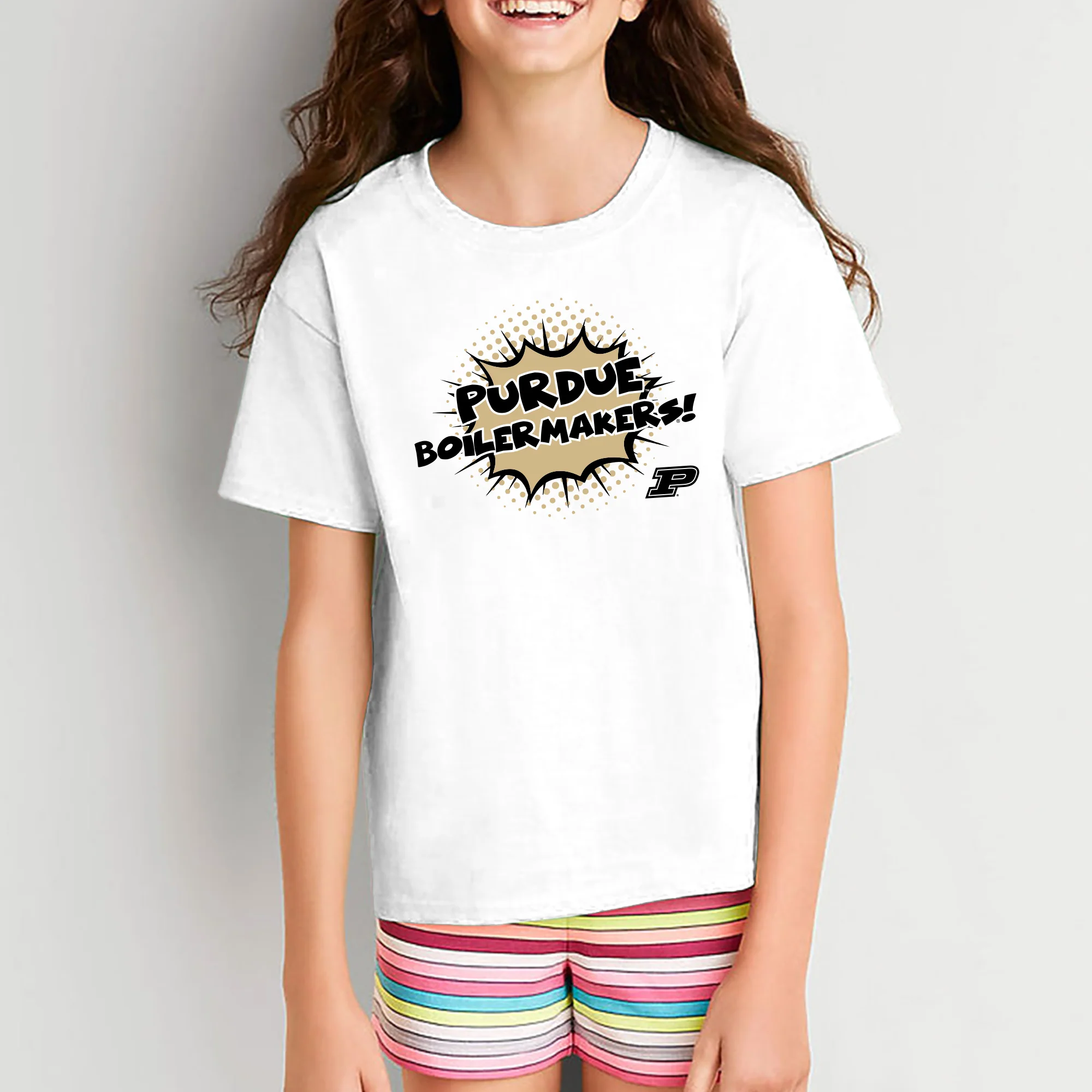 Purdue University Boilermakers Comic Blast Youth Basic Cotton Short Sleeve Tee - White - Image 4