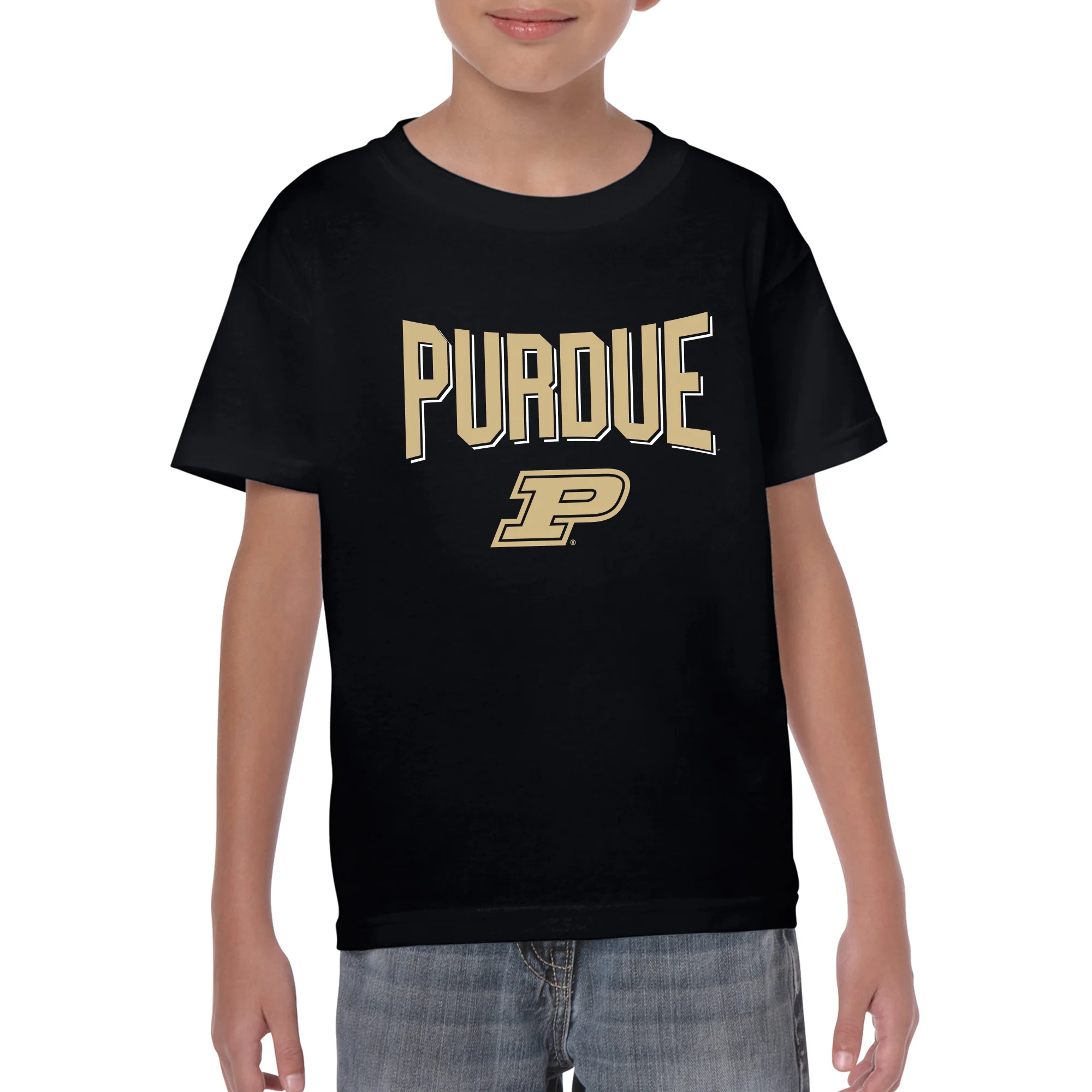 Purdue University Boilermakers Statement Block Youth Short Sleeve T-Shirt - Black - Image 3
