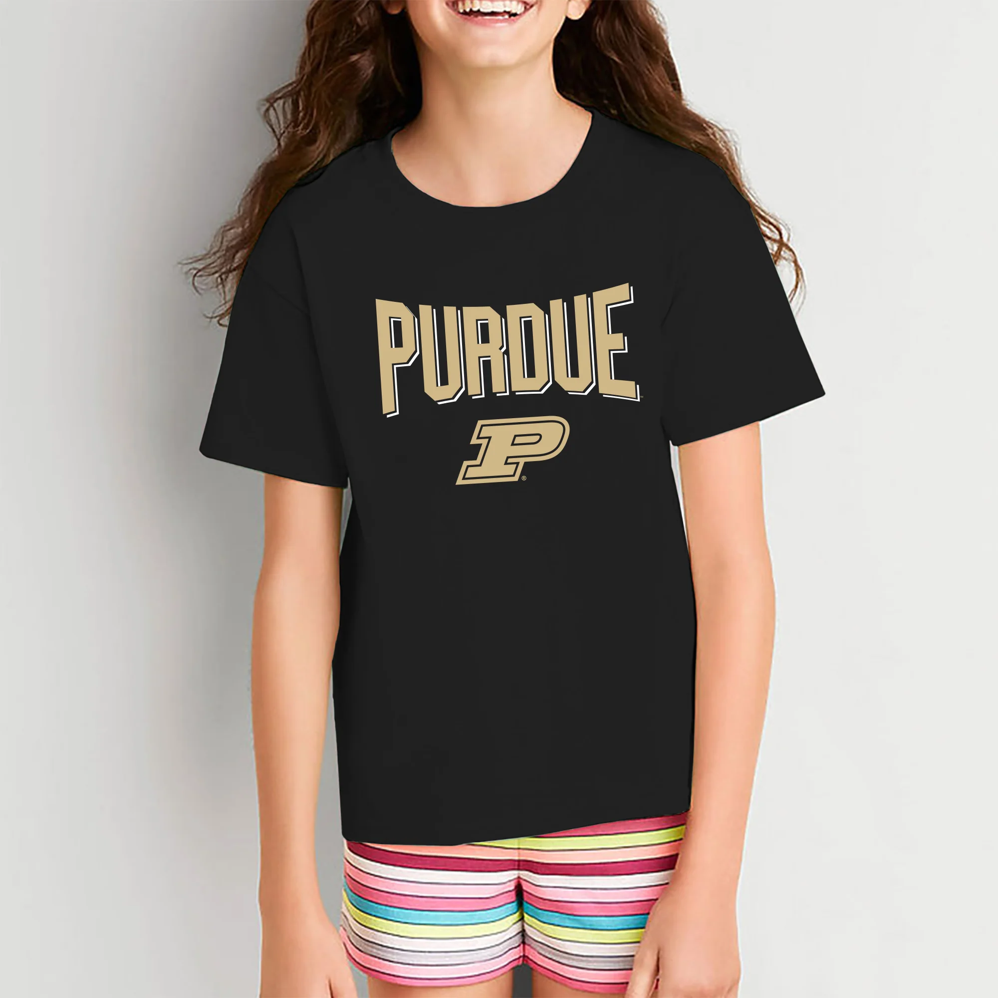 Purdue University Boilermakers Statement Block Youth Short Sleeve T-Shirt - Black - Image 4