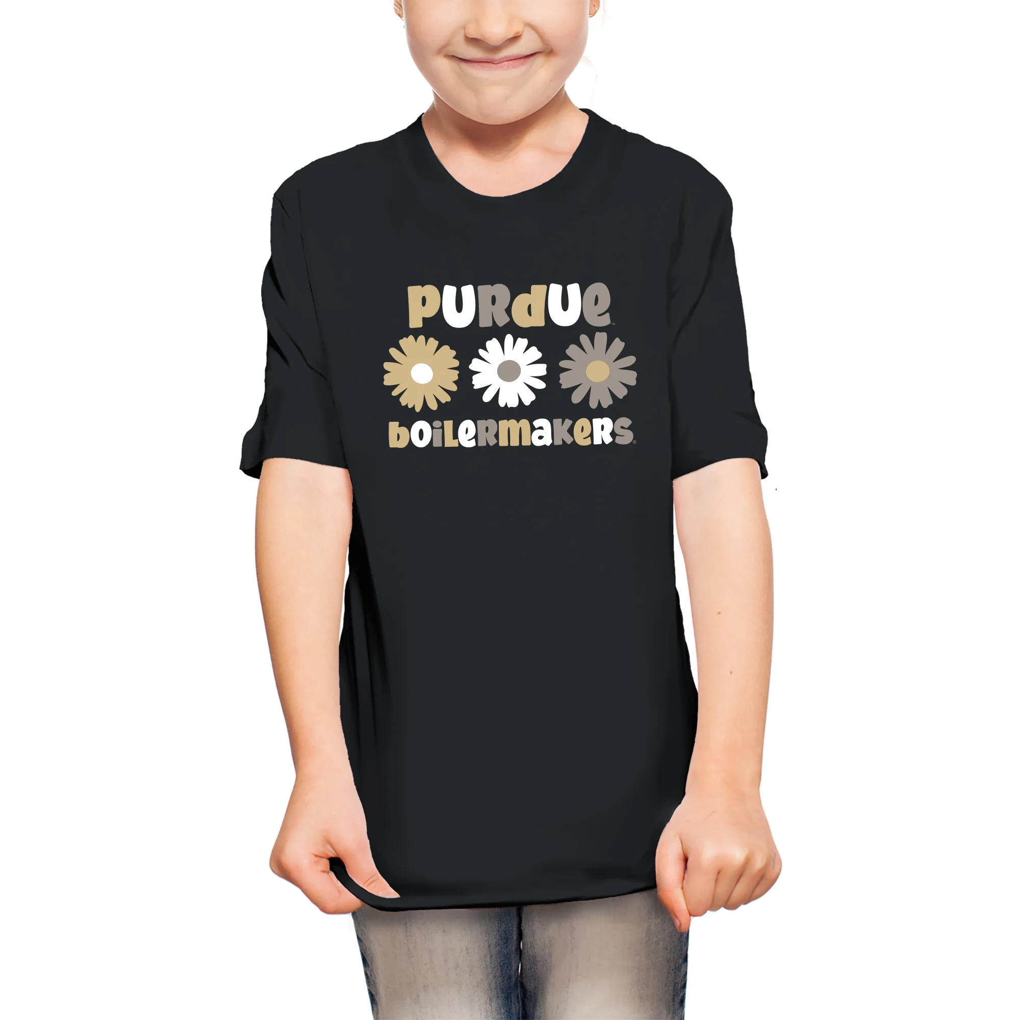 Purdue Daisy Dot Youth T-Shirt - Black - Image 3