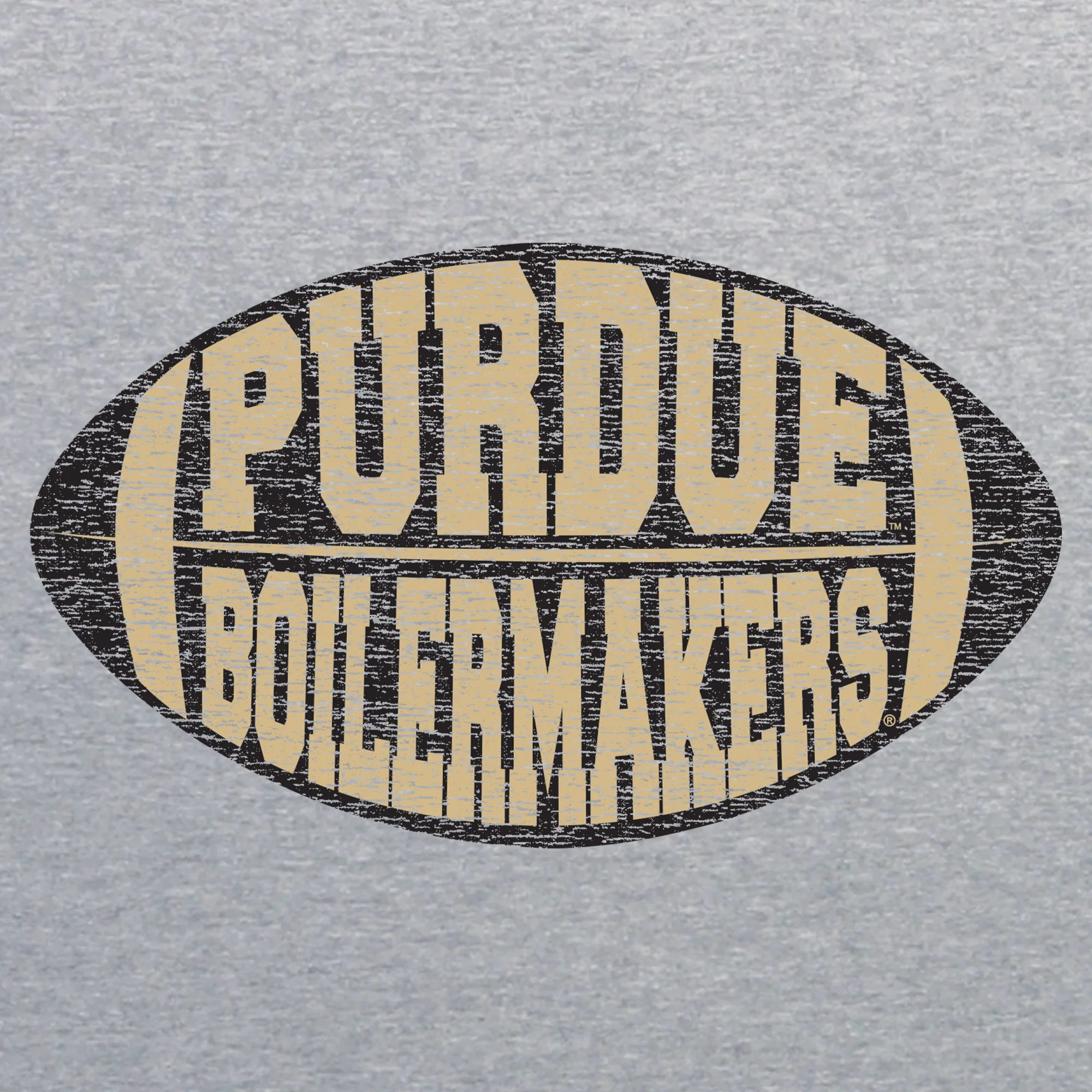 Purdue University Boilermakers Faded Block Football Canvas Triblend T Shirt - Athletic Grey Triblend - Image 2