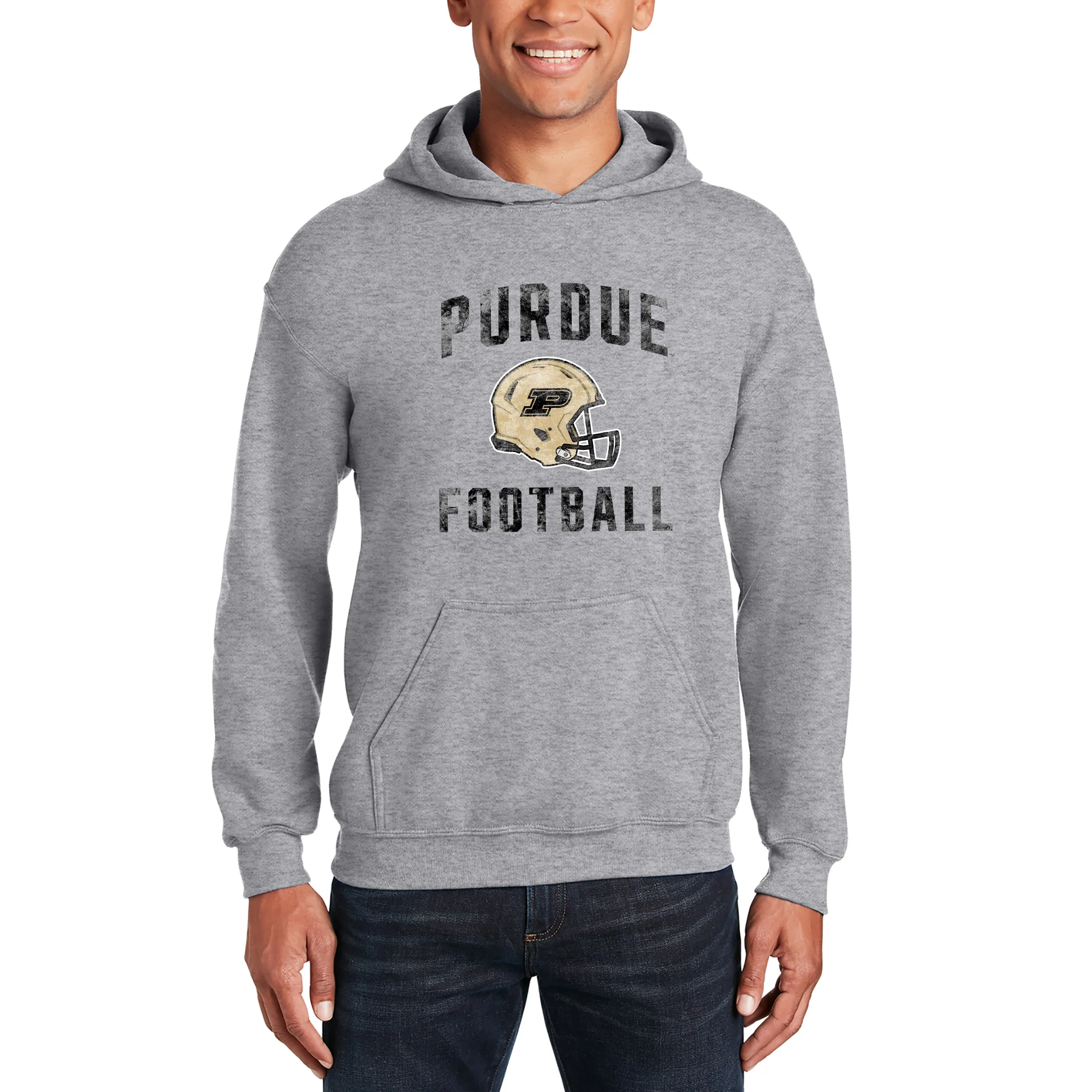 Purdue Faded Football Helmet Hoodie - Sport Grey - Image 3