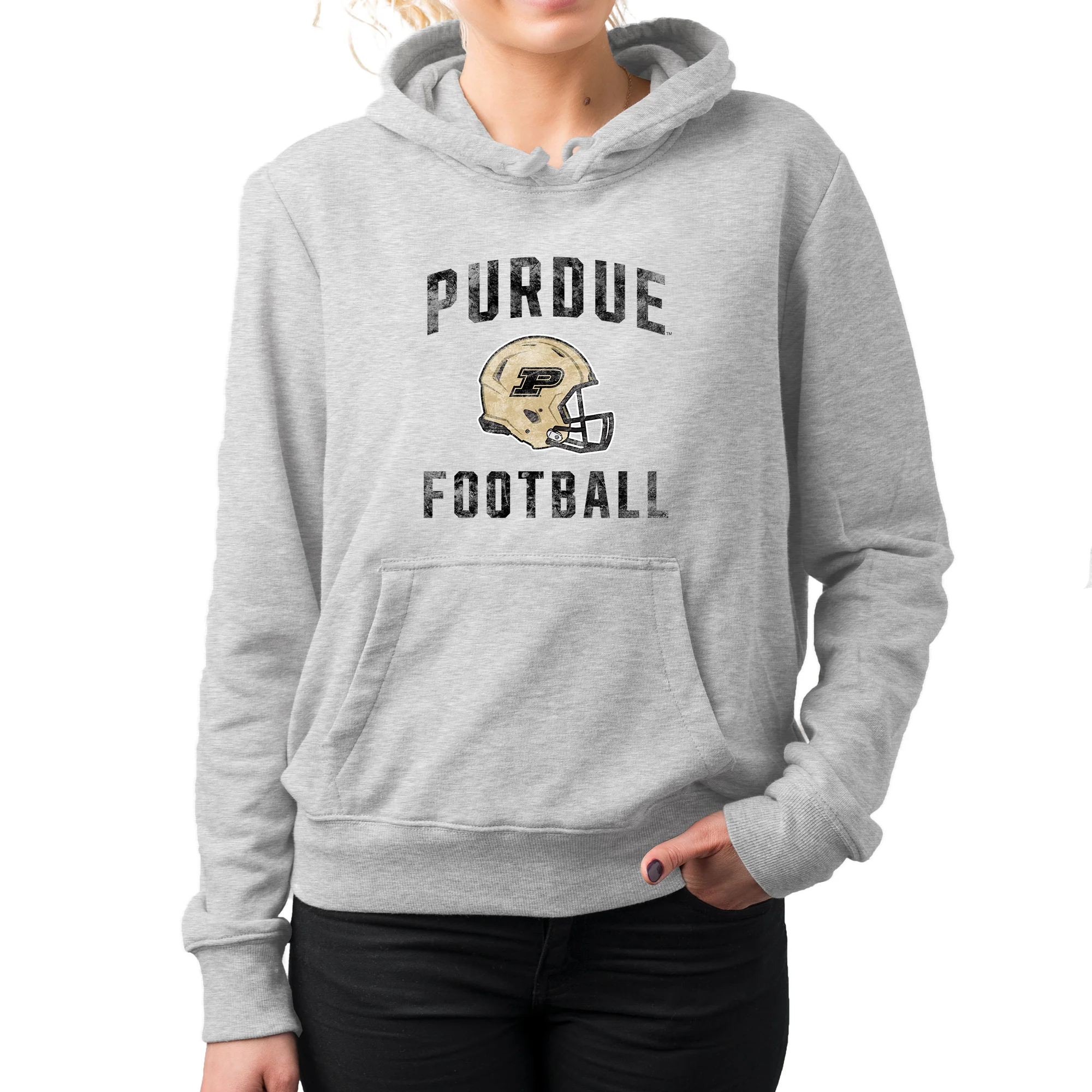 Purdue Faded Football Helmet Hoodie - Sport Grey - Image 4