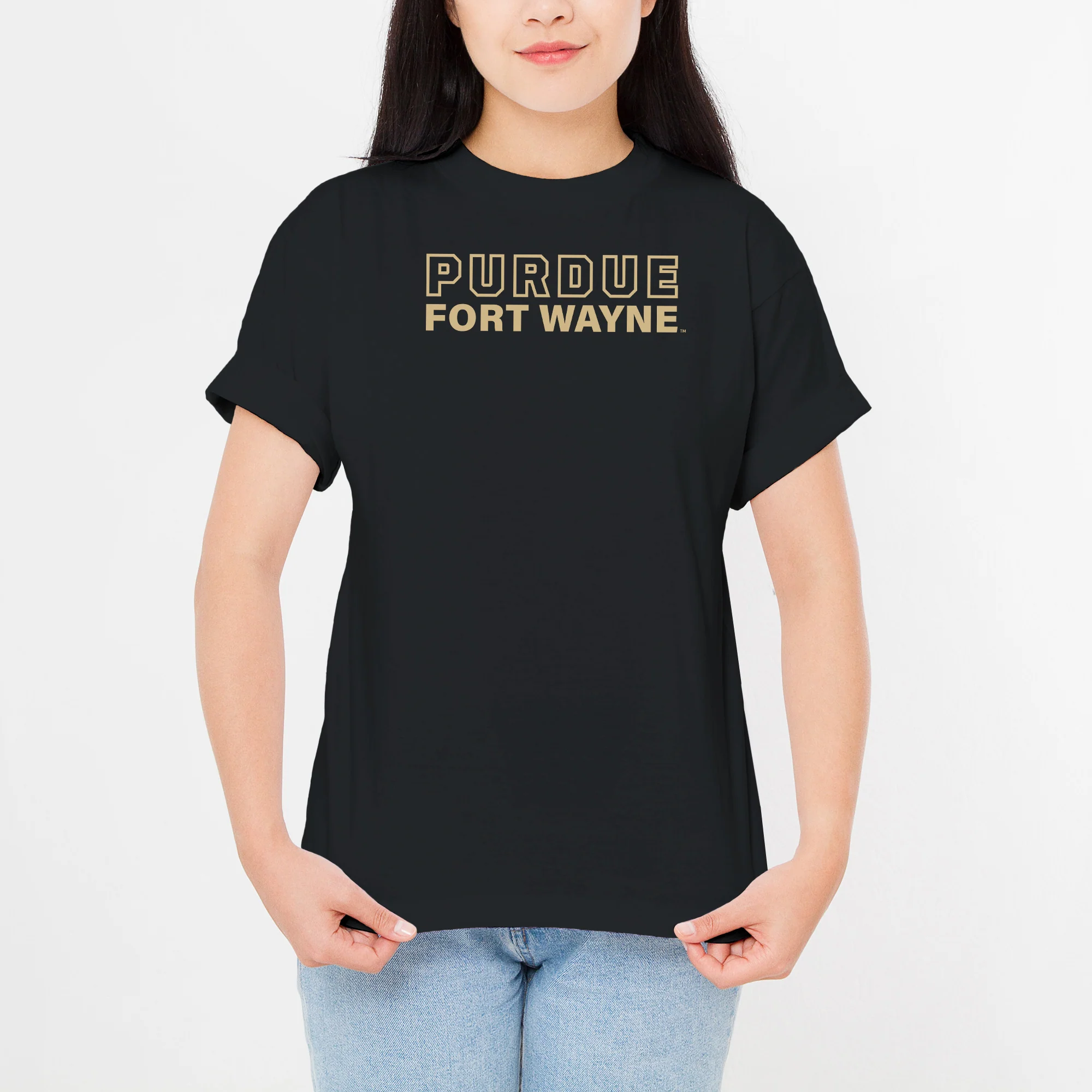 Purdue University Fort Wayne Mastodons Basic Block Short Sleeve T Shirt - Black - Image 4