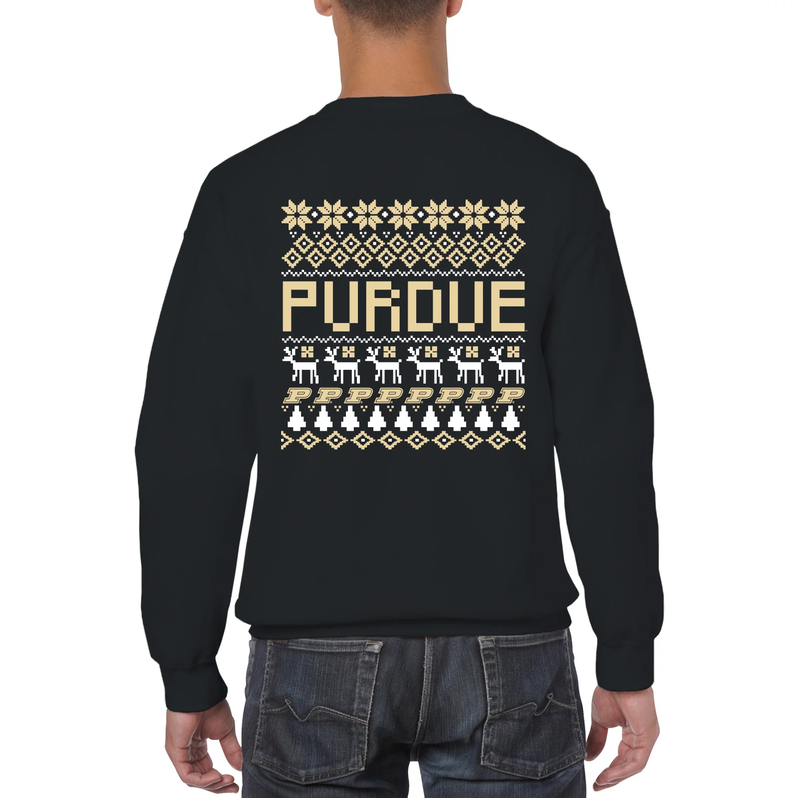 Purdue University Boilermakers Holiday Sweater Crewneck Sweatshirt - Black - Image 4