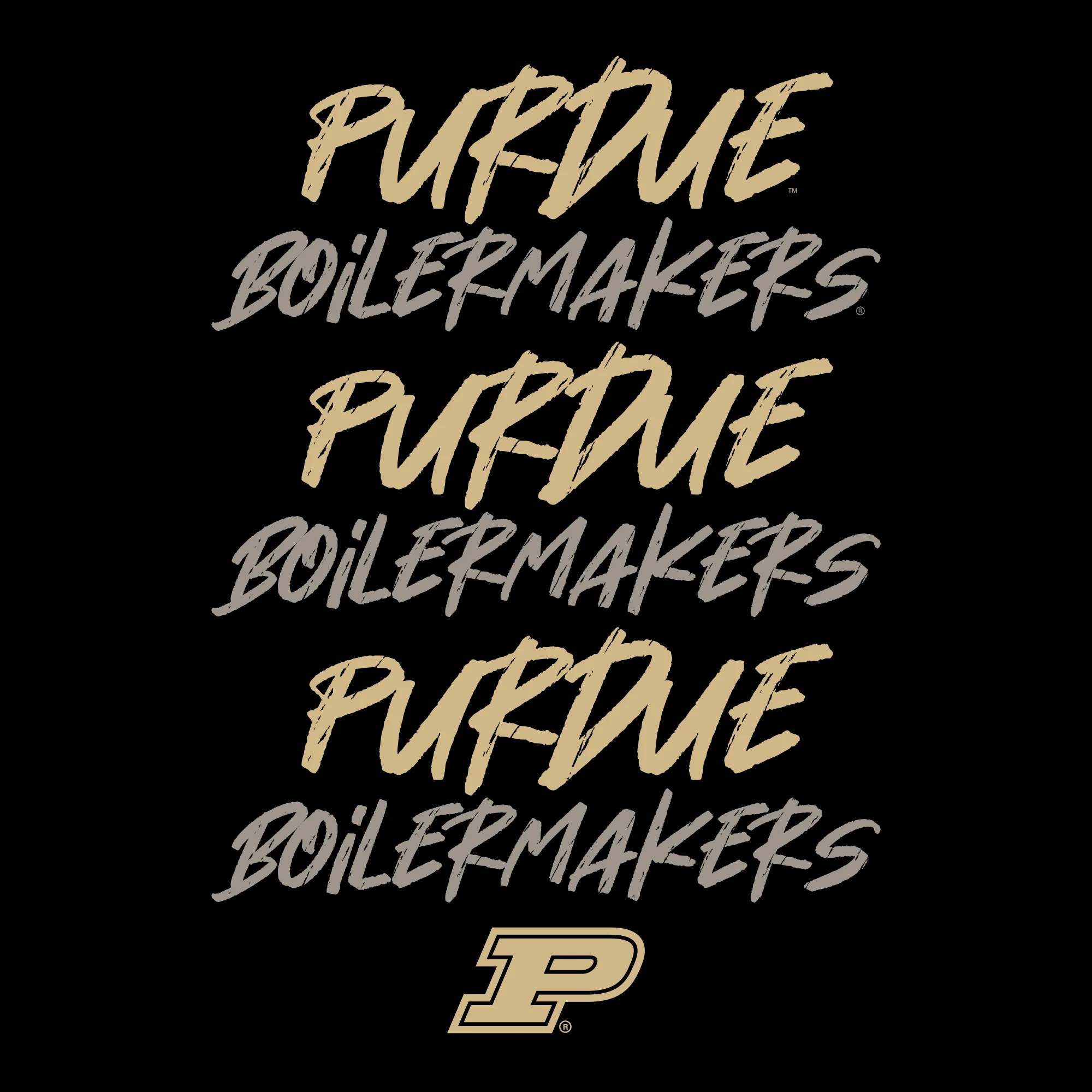 Purdue Marker Repeat T-Shirt - Black - Image 2