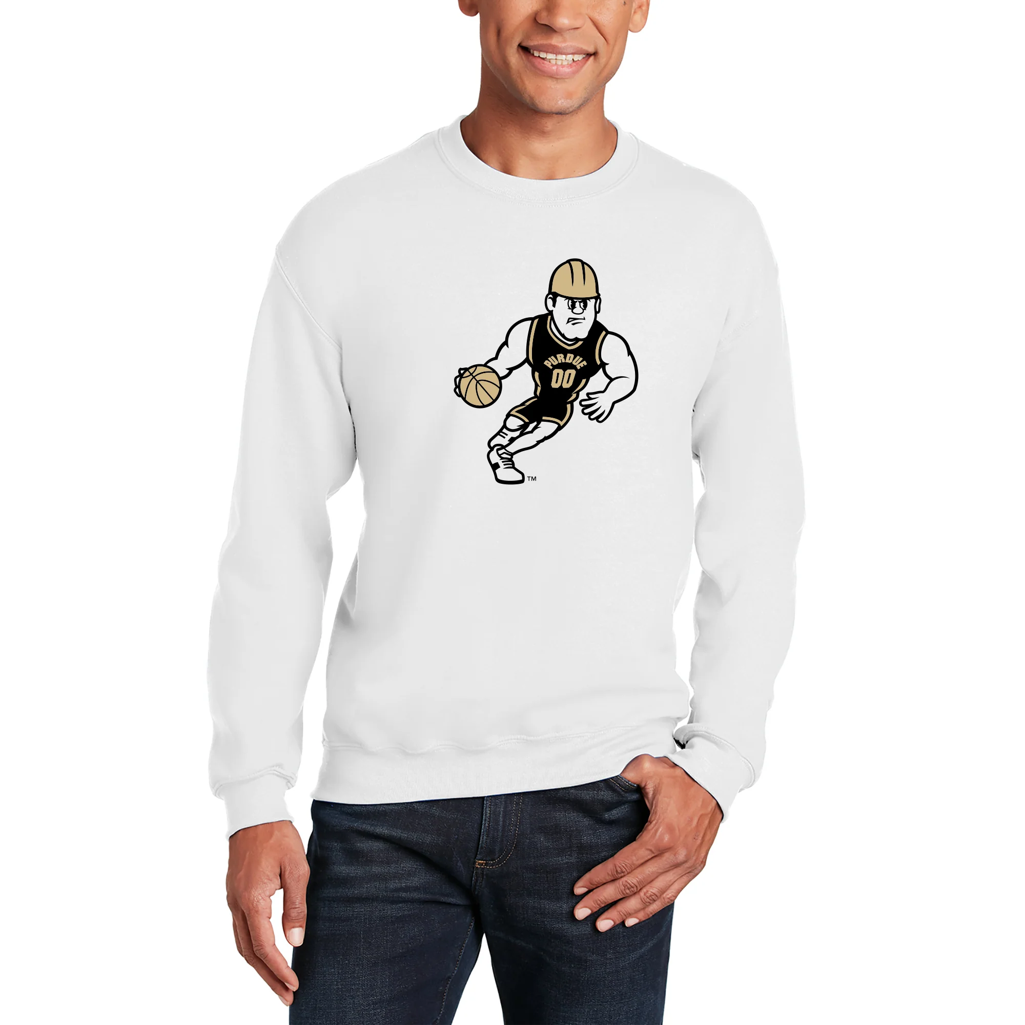 Purdue Pete Basketball Mascot Mark Crewneck - White - Image 3