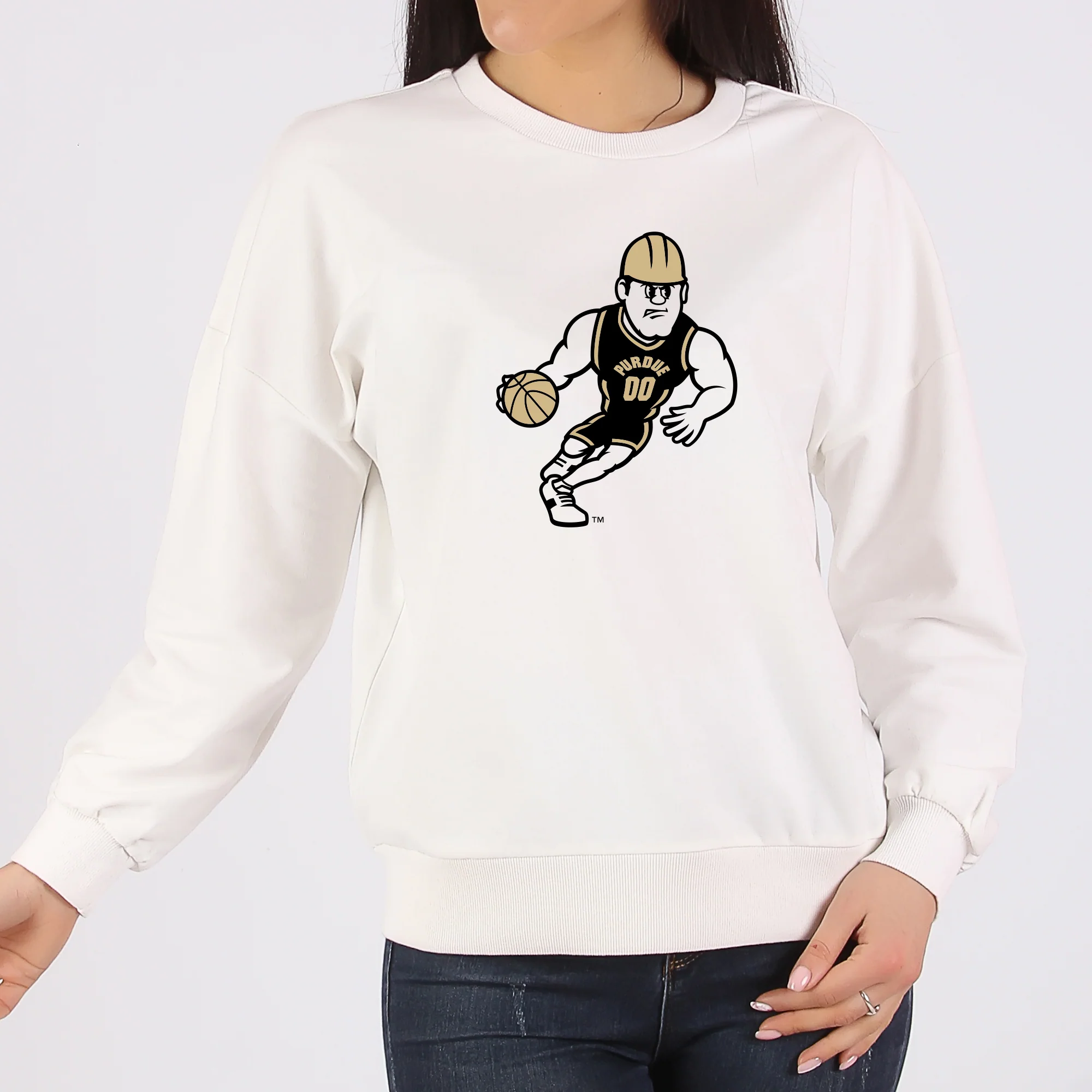 Purdue Pete Basketball Mascot Mark Crewneck - White - Image 4