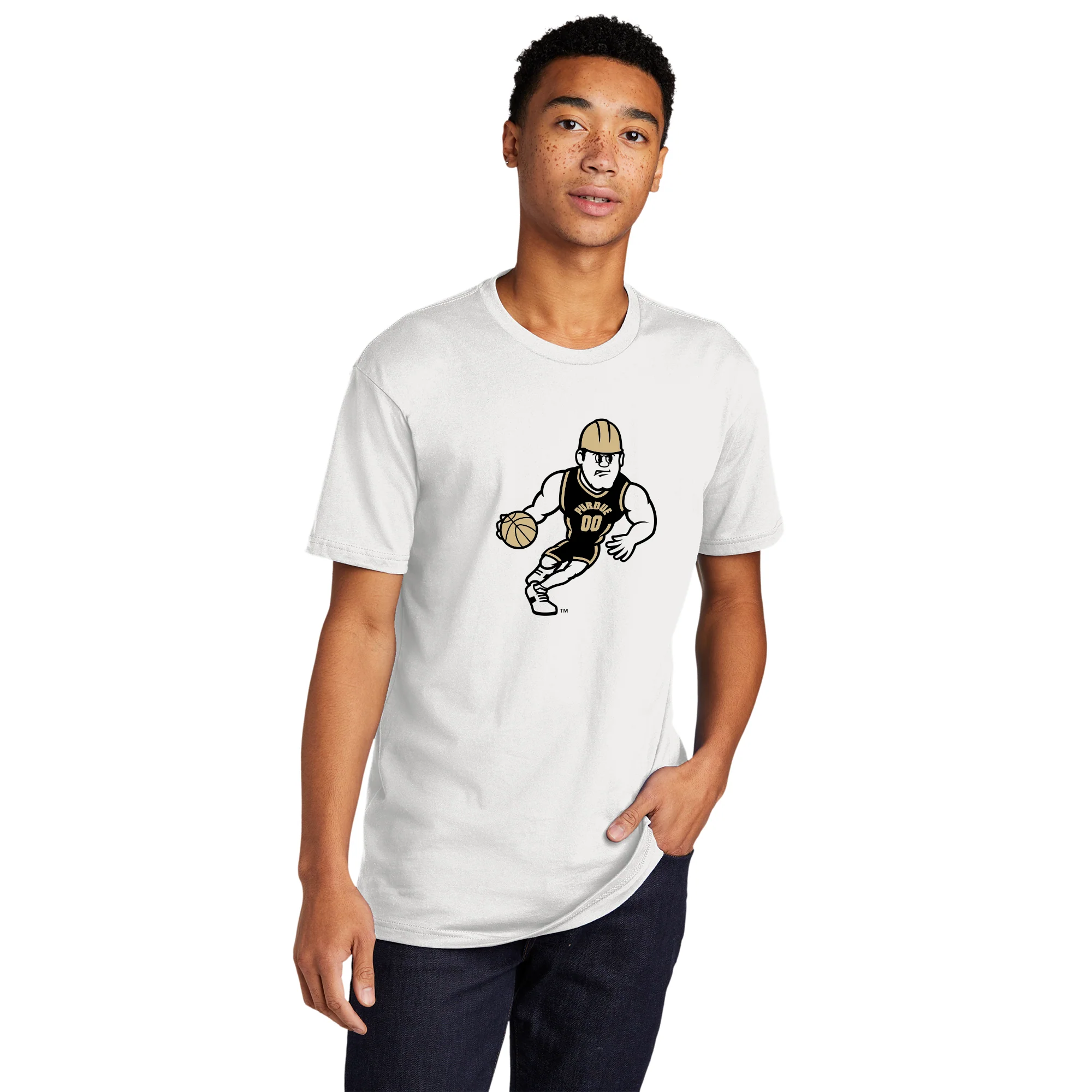 Purdue Pete Basketball Mascot Mark NLA T-Shirt - White - Image 3