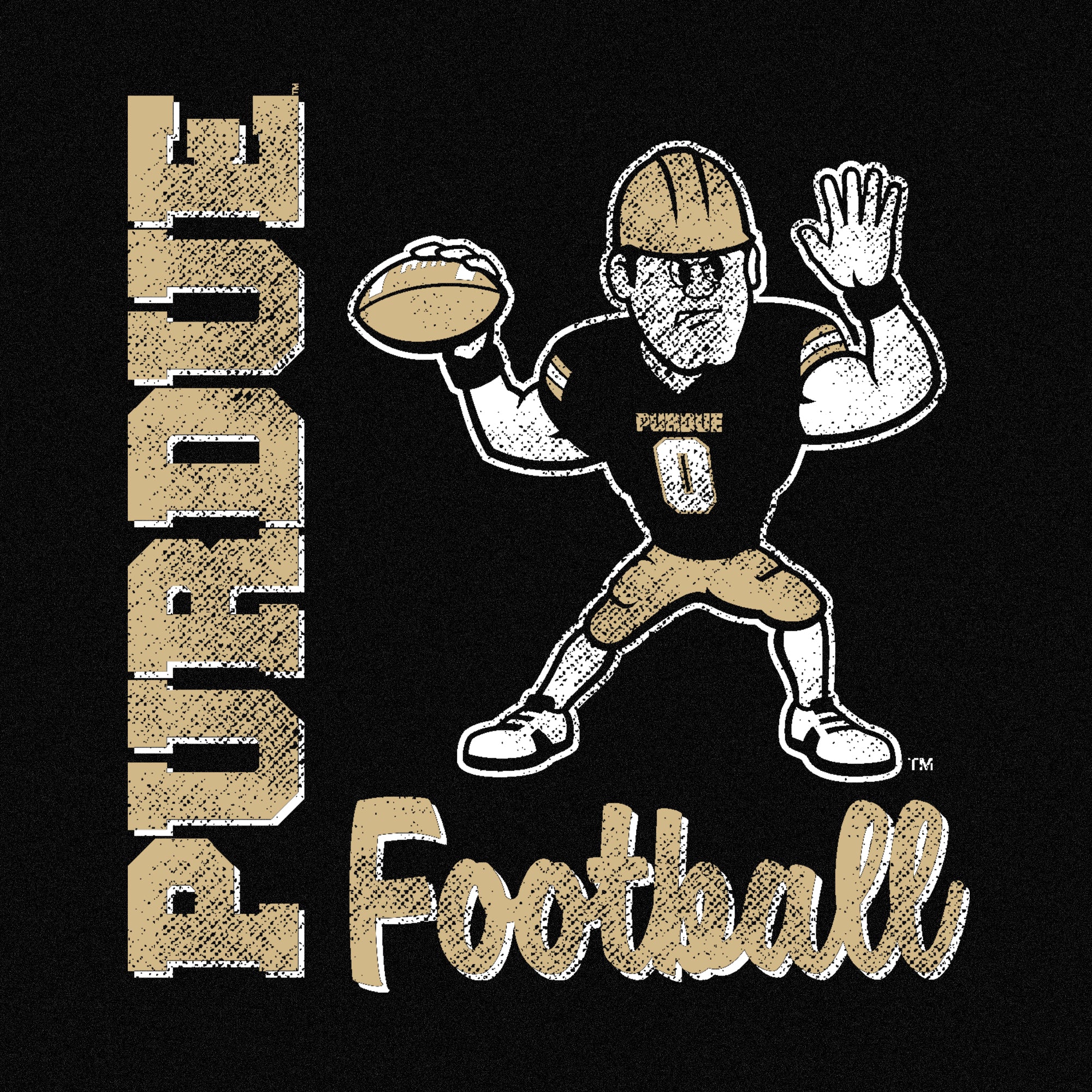 Purdue Pete Football Script Triblend T-Shirt - Solid Black - Image 2