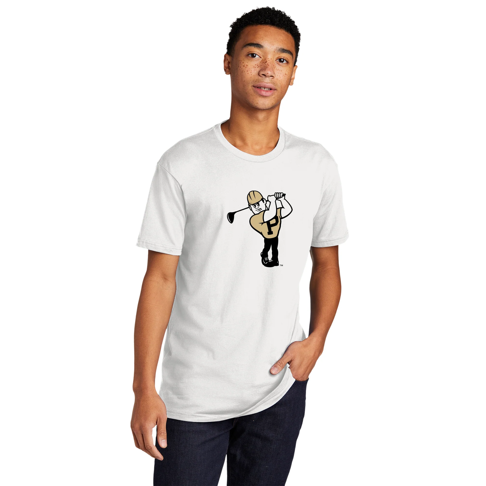 Purdue Pete Golf Mascot Mark NLA T-Shirt - White - Image 3