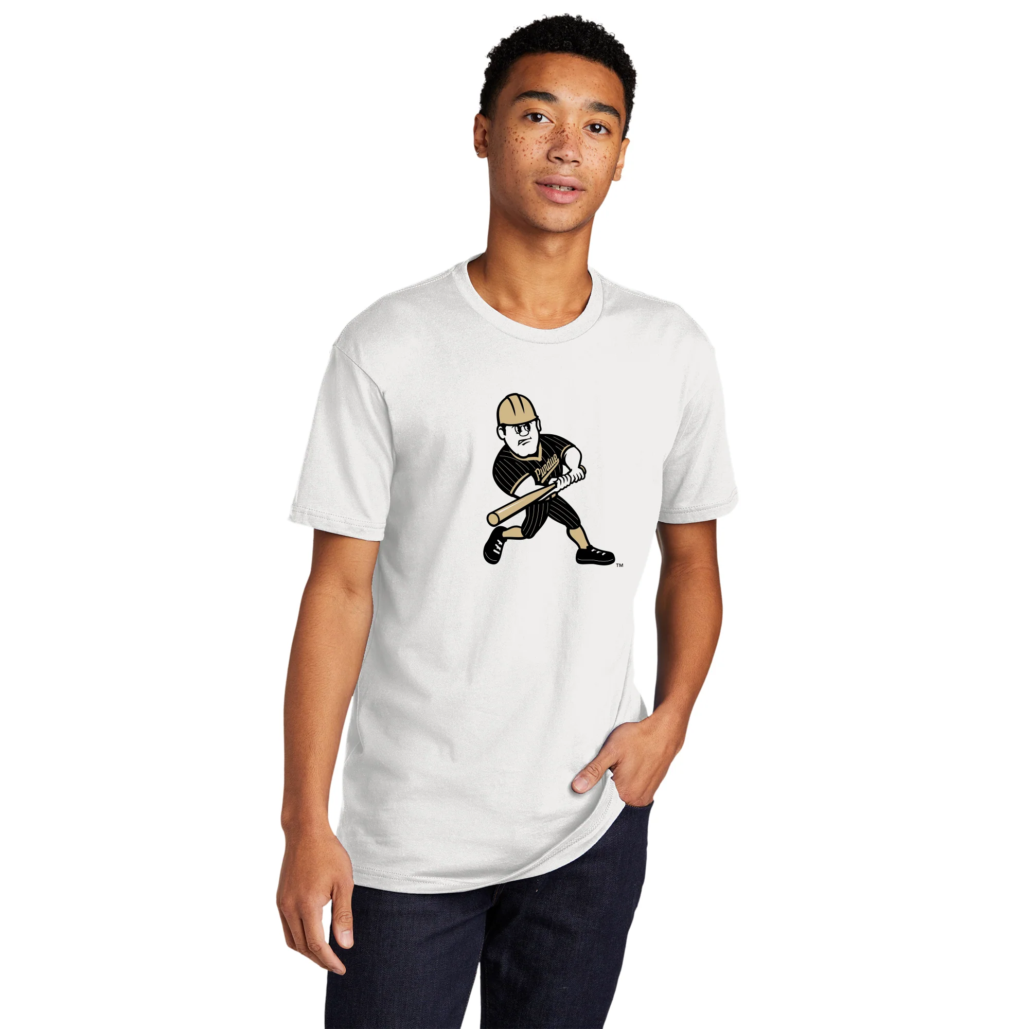 Purdue Pete Softball Mascot Mark NLA T-Shirt - White - Image 3