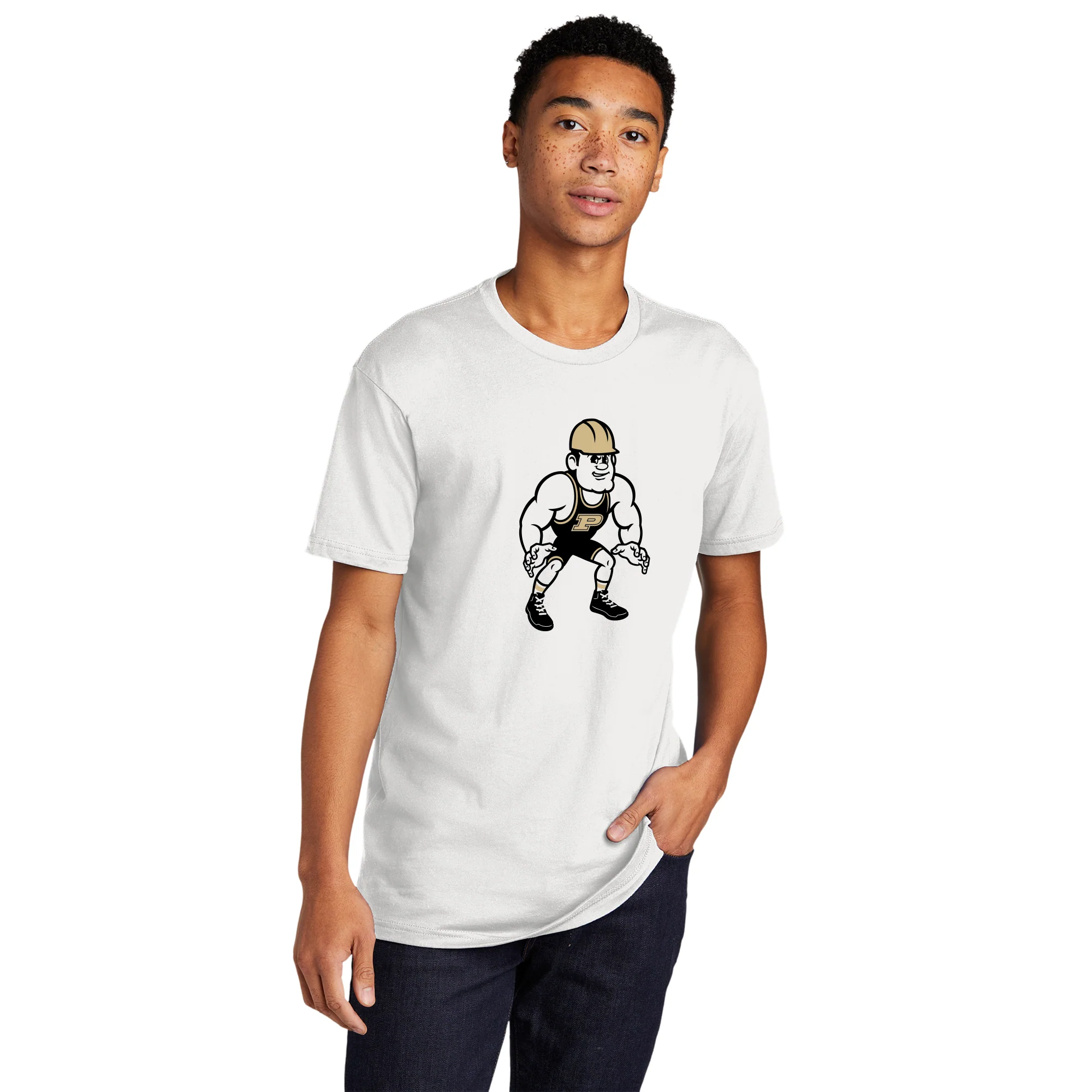 Purdue Pete Wrestling Mascot Mark NLA T-Shirt - White - Image 3
