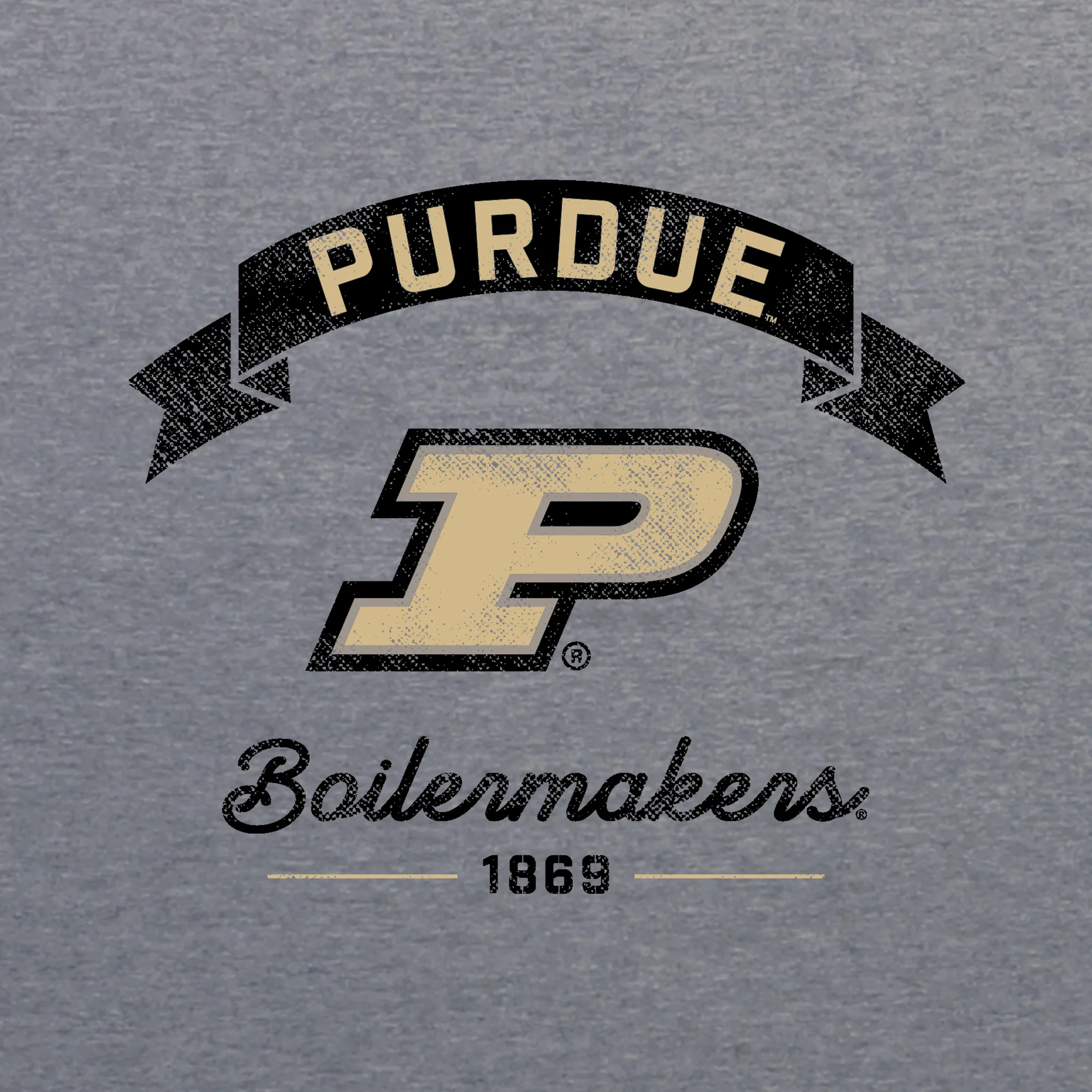 Purdue Ribbon Arc NLA Triblend T-Shirt - Premium Heather - Image 2