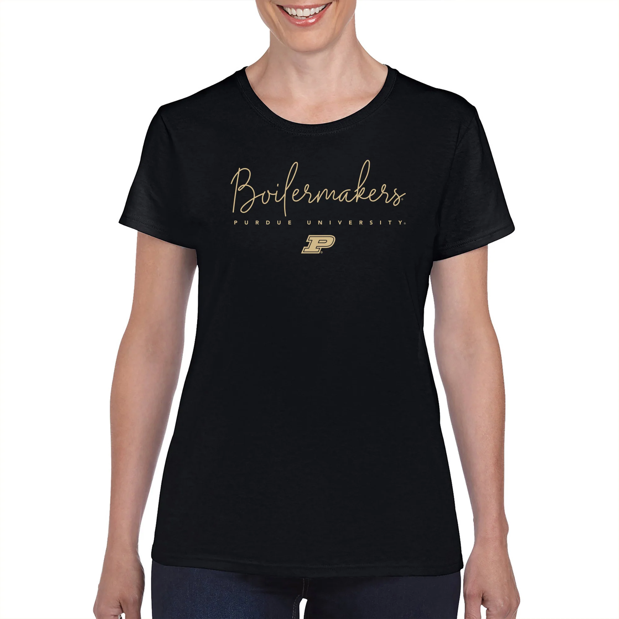 Purdue Thin Script Women's T-Shirt - Black - Image 4