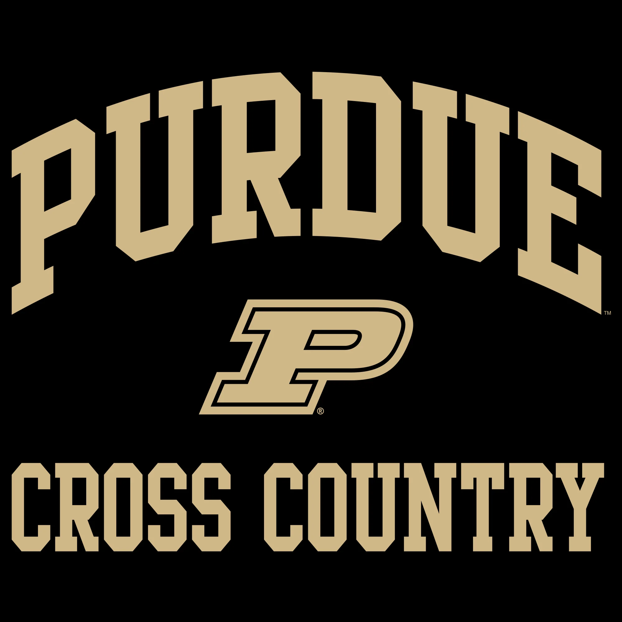 Purdue University Boilermakers Arch Logo Cross Country Long Sleeve T Shirt - Black - Image 2