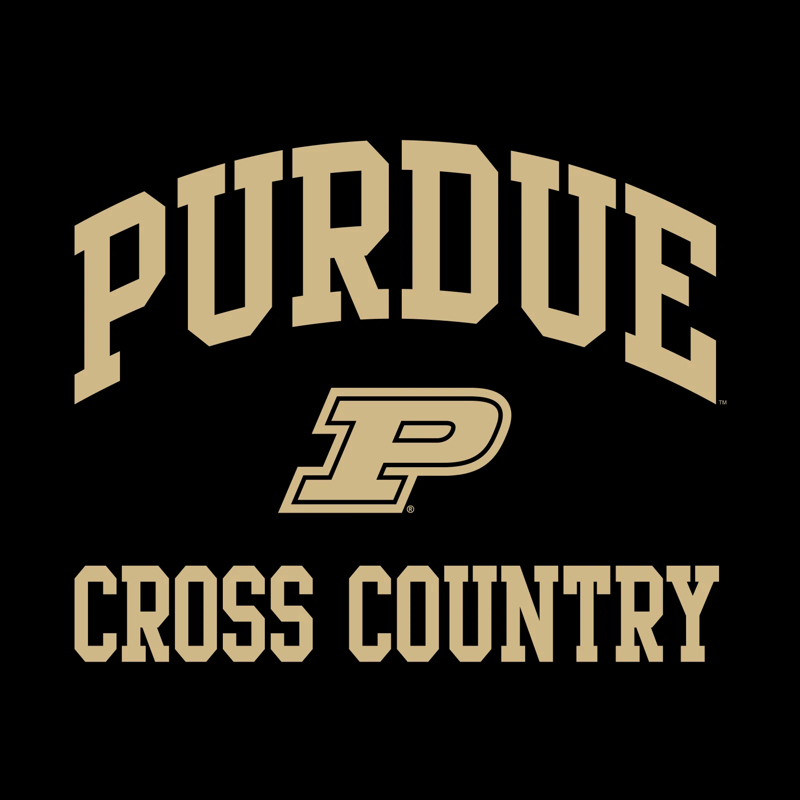 Purdue University Boilermakers Arch Logo Cross Country Short Sleeve T Shirt - Black - Image 2