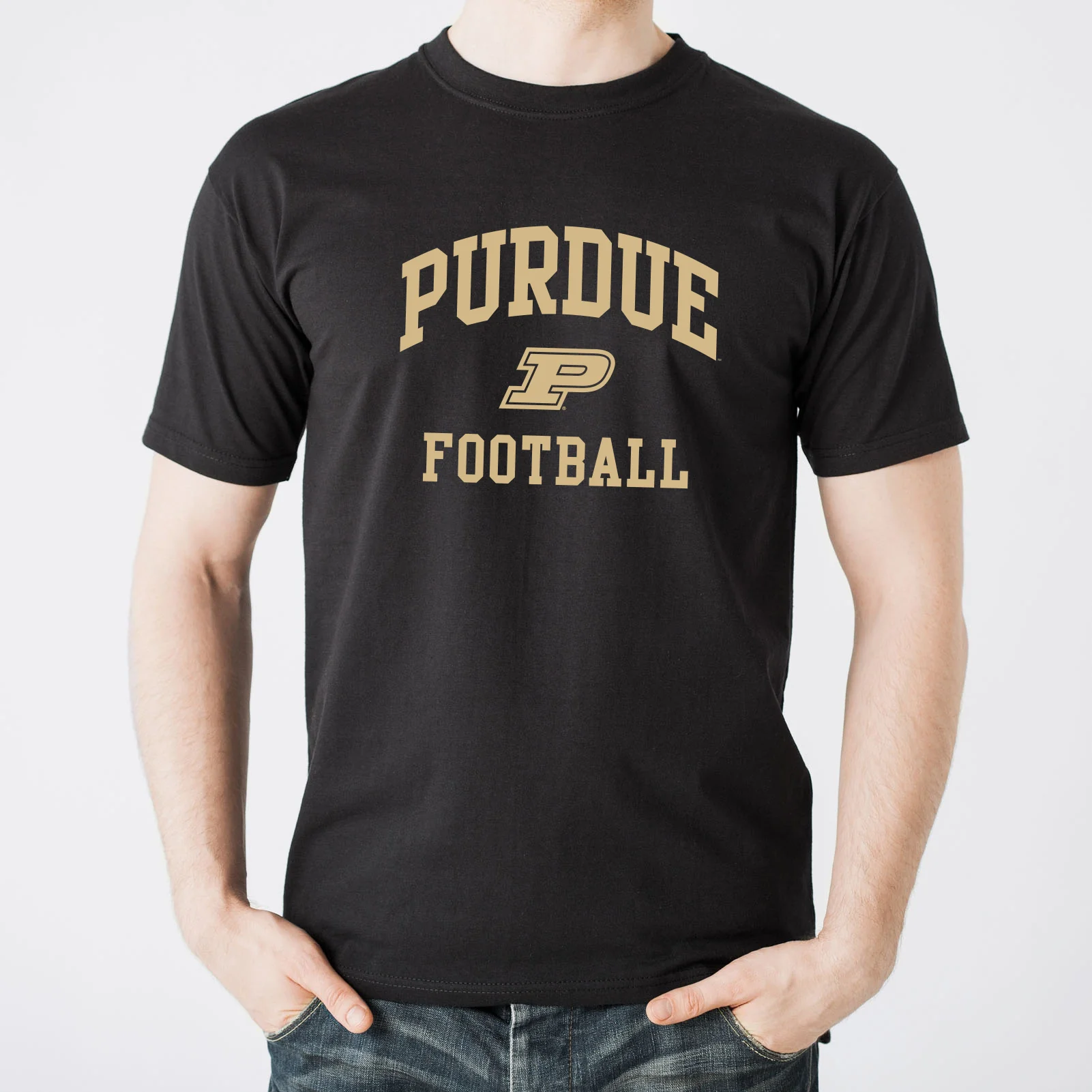 Purdue University Boilermakers Arch Logo Football Short Sleeve T Shirt - Black - Image 4
