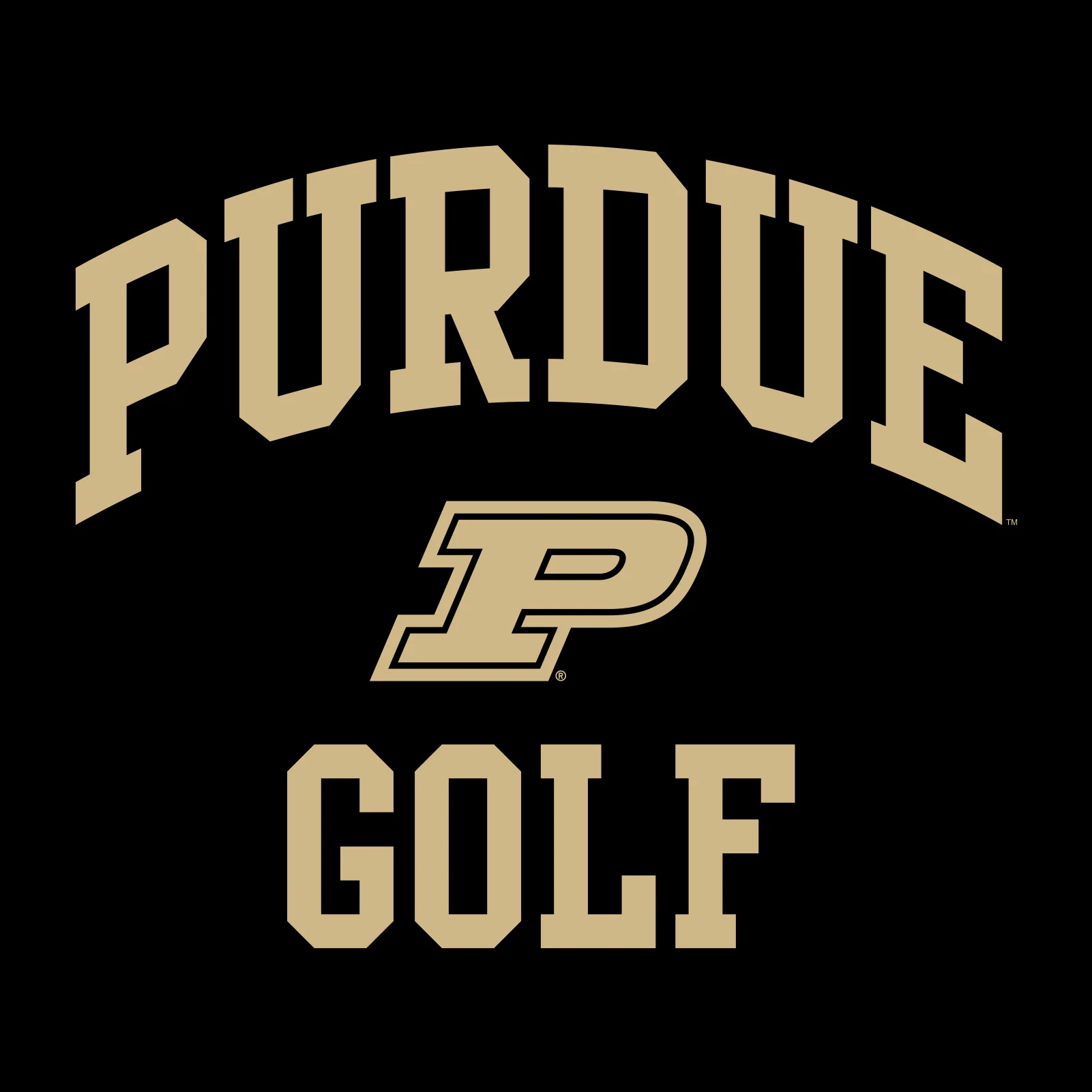 Purdue University Boilermakers Arch Logo Golf Short Sleeve T Shirt - Black - Image 2