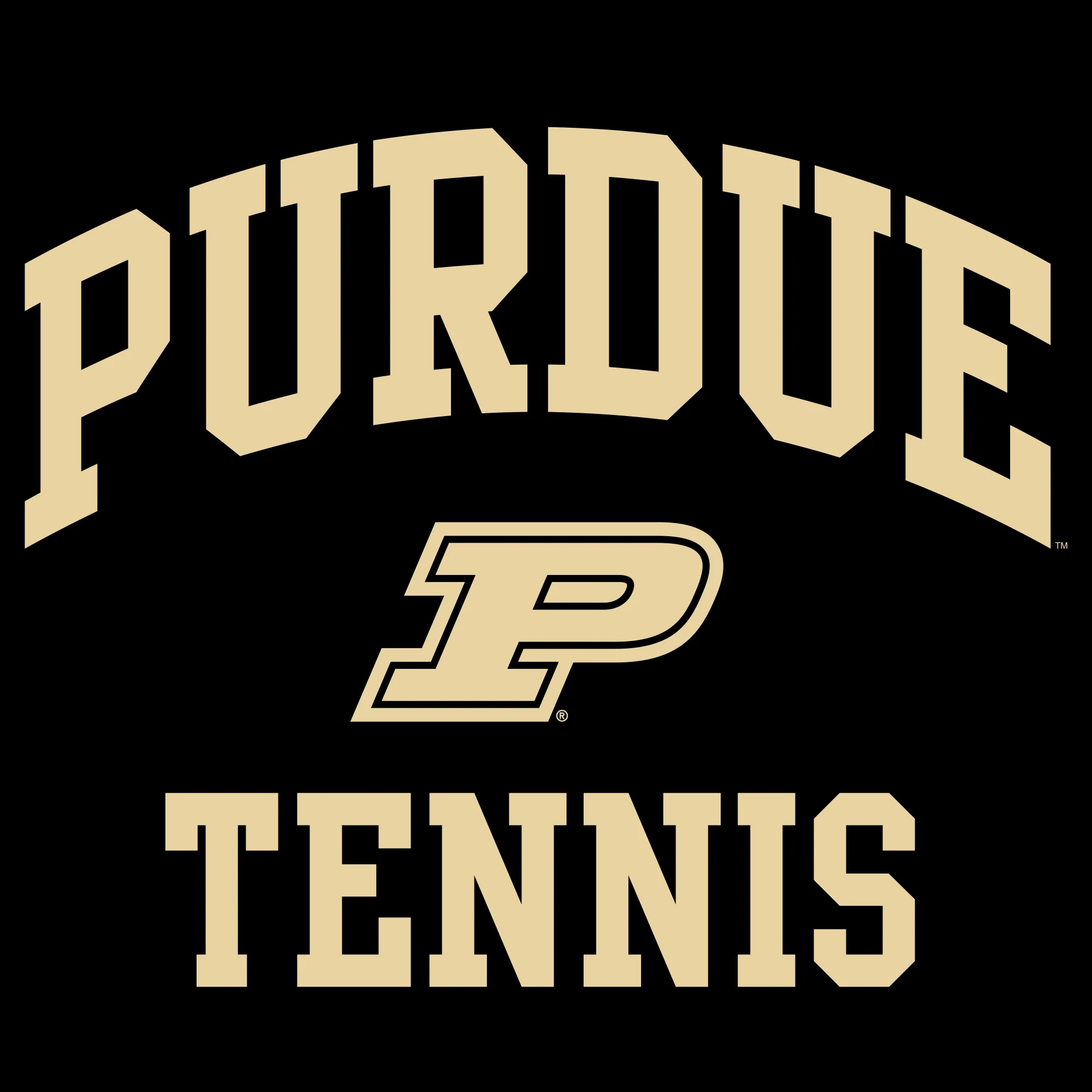 Purdue University Boilermakers Arch Logo Tennis Long Sleeve T Shirt - Black - Image 2