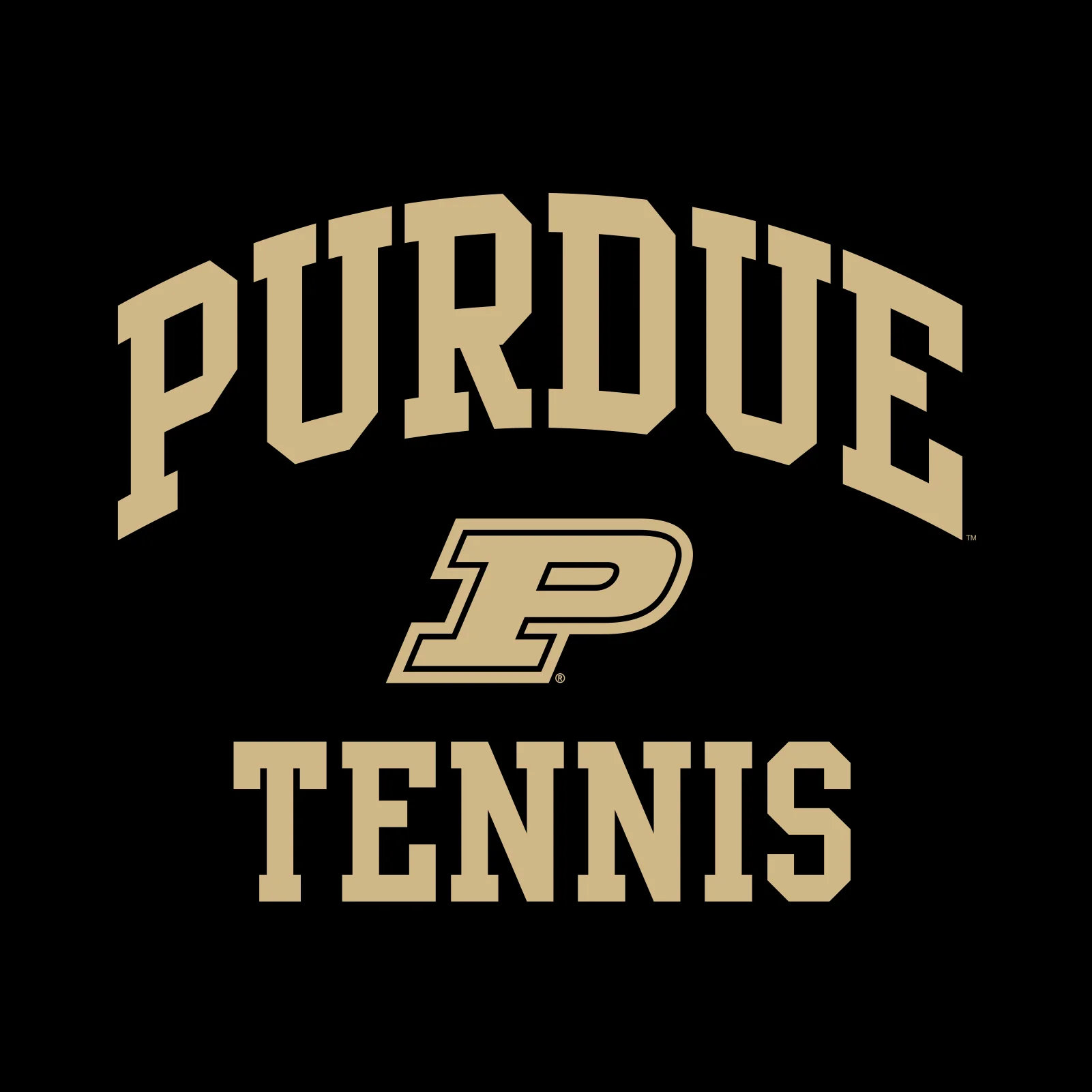 Purdue University Boilermakers Arch Logo Tennis Short Sleeve T Shirt - Black - Image 2
