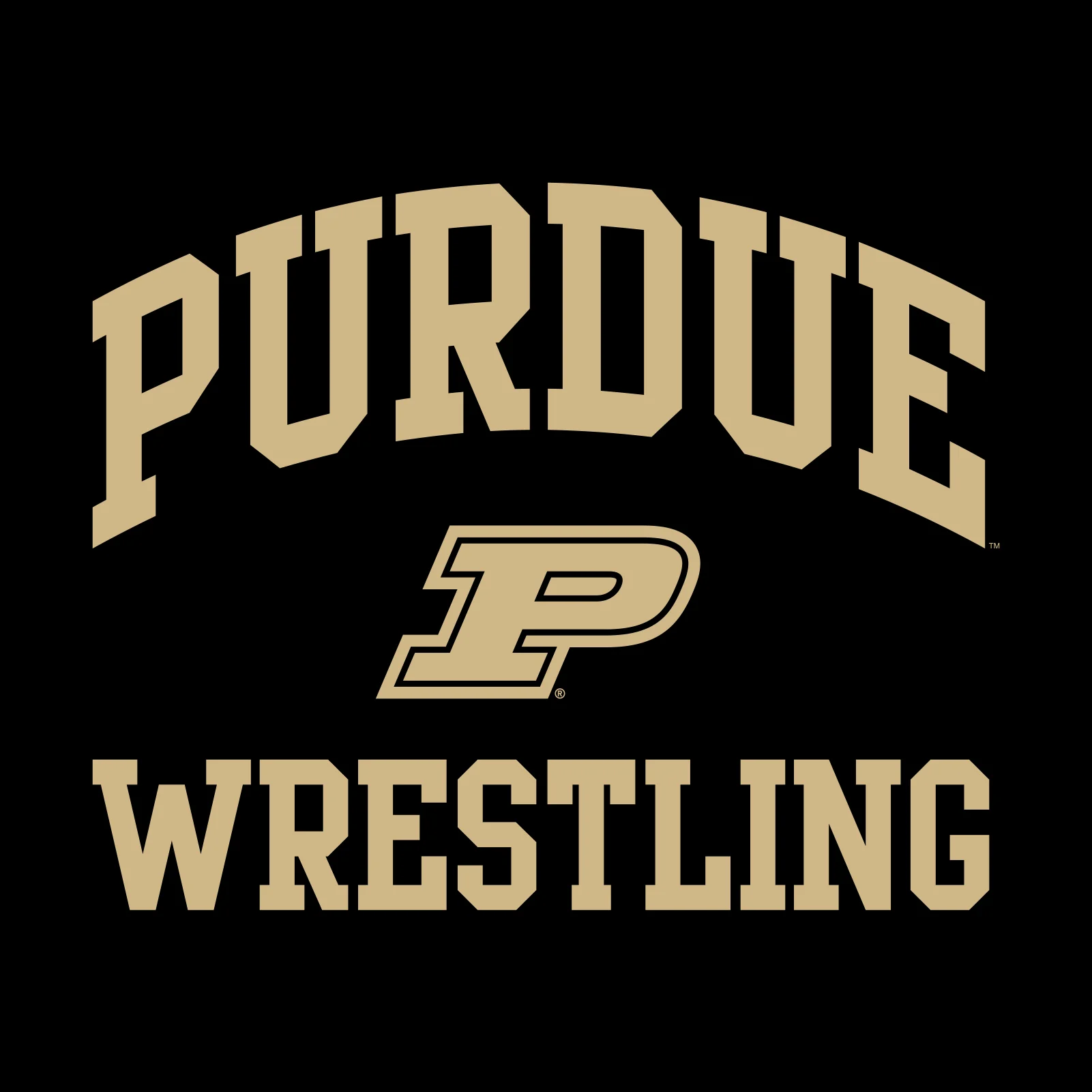 Purdue University Boilermakers Arch Logo Wrestling Short Sleeve T Shirt - Black - Image 2