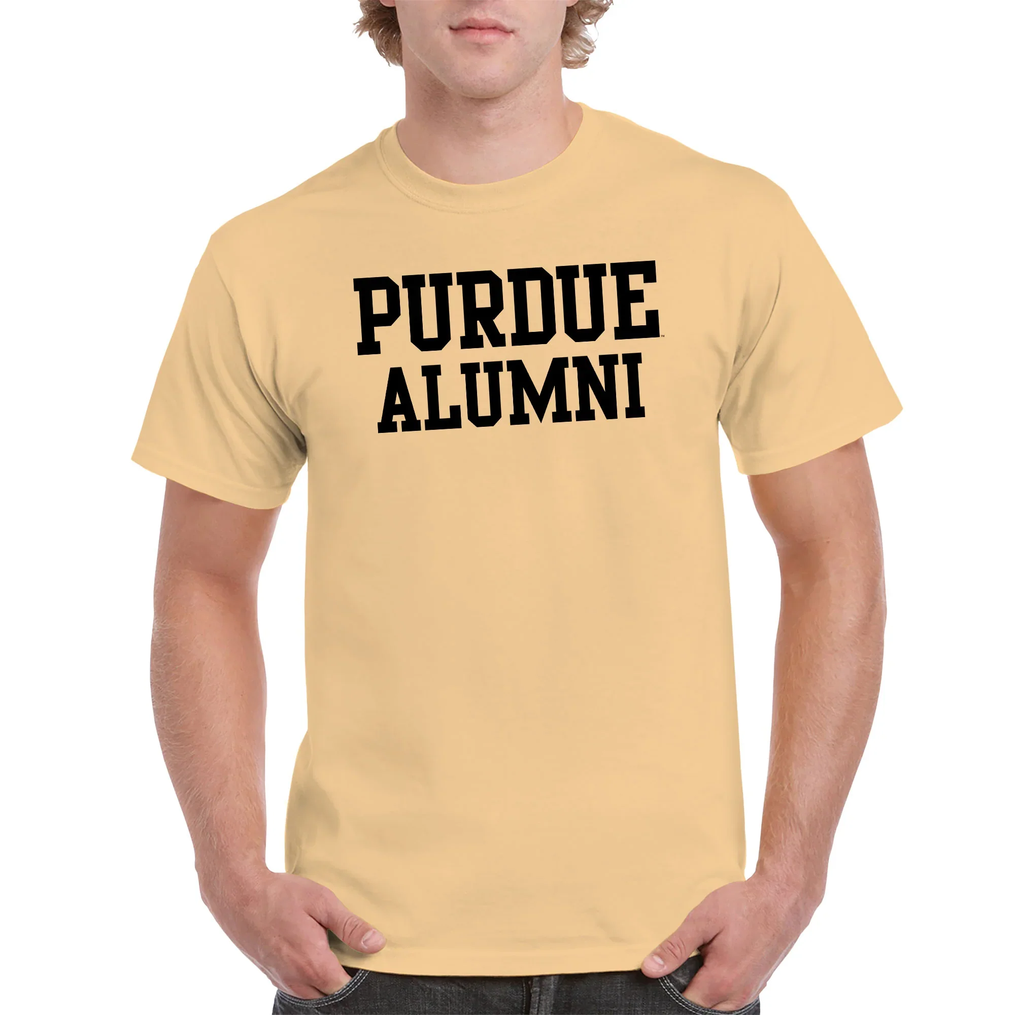 Purdue Boilermakers Basic Block Alumni Short Sleeve T Shirt - Vegas Gold - Image 4