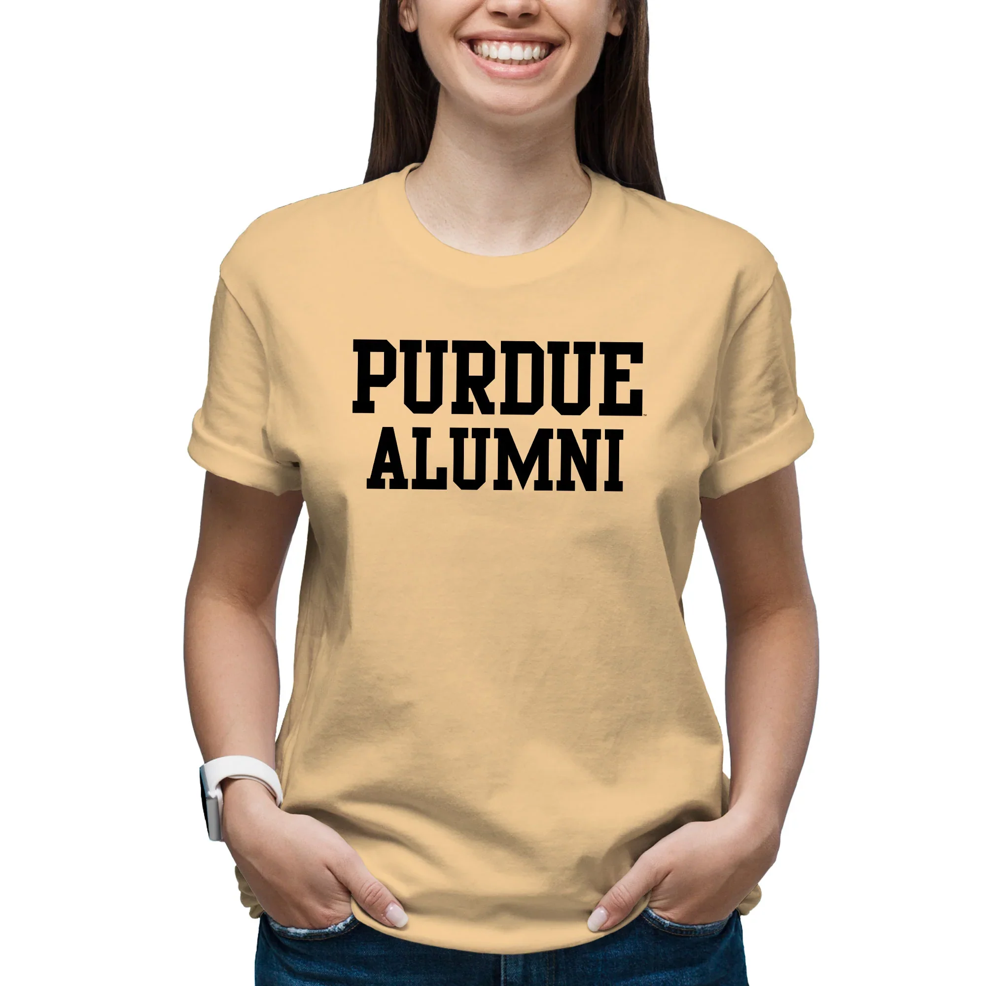 Purdue Boilermakers Basic Block Alumni Short Sleeve T Shirt - Vegas Gold - Image 5