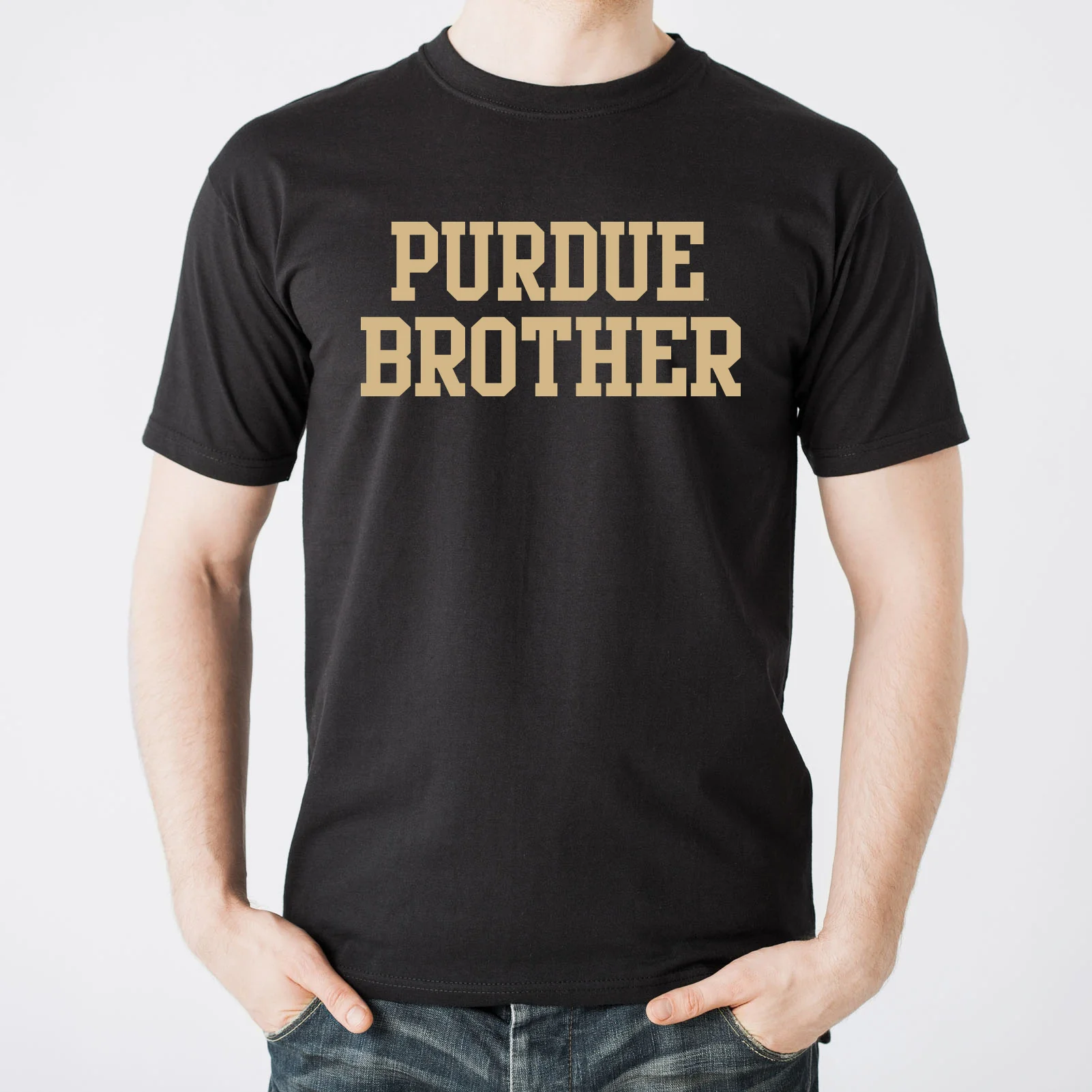 Purdue University Boilermakers Basic Block Brother Basic Cotton Short Sleeve T Shirt - Black - Image 3