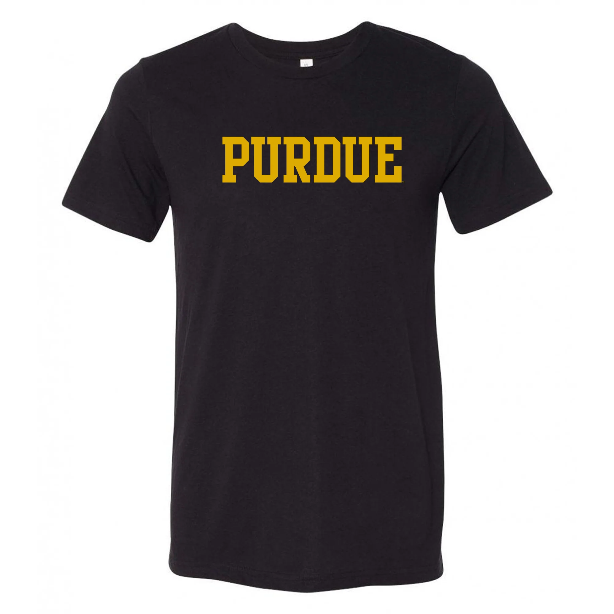 Purdue University Boilermakers Basic Block Canvas Triblend T Shirt - Solid Black Triblend