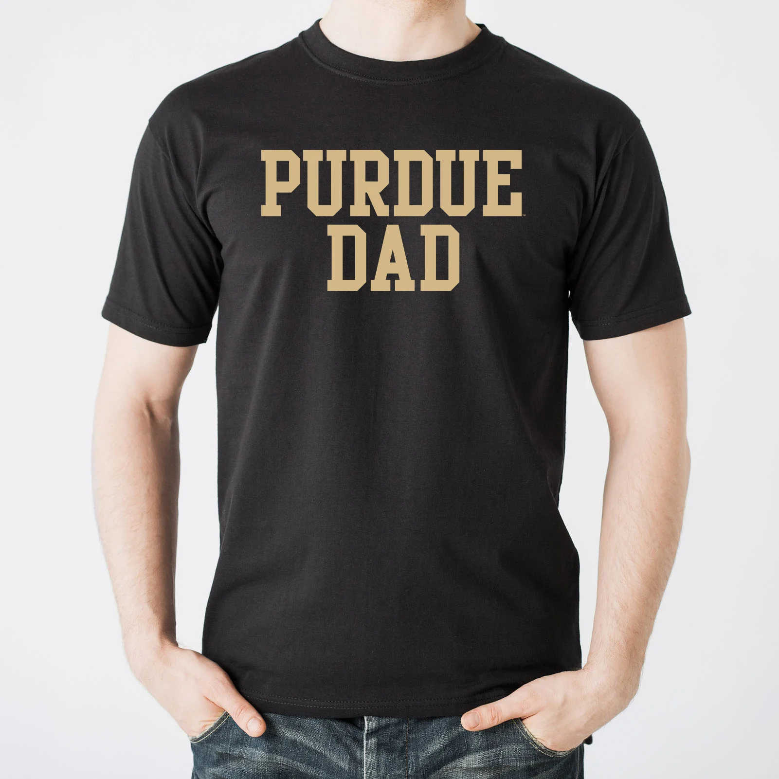 Purdue University Boilermakers Basic Block Dad Basic Sleeve T Shirt - Black - Image 3