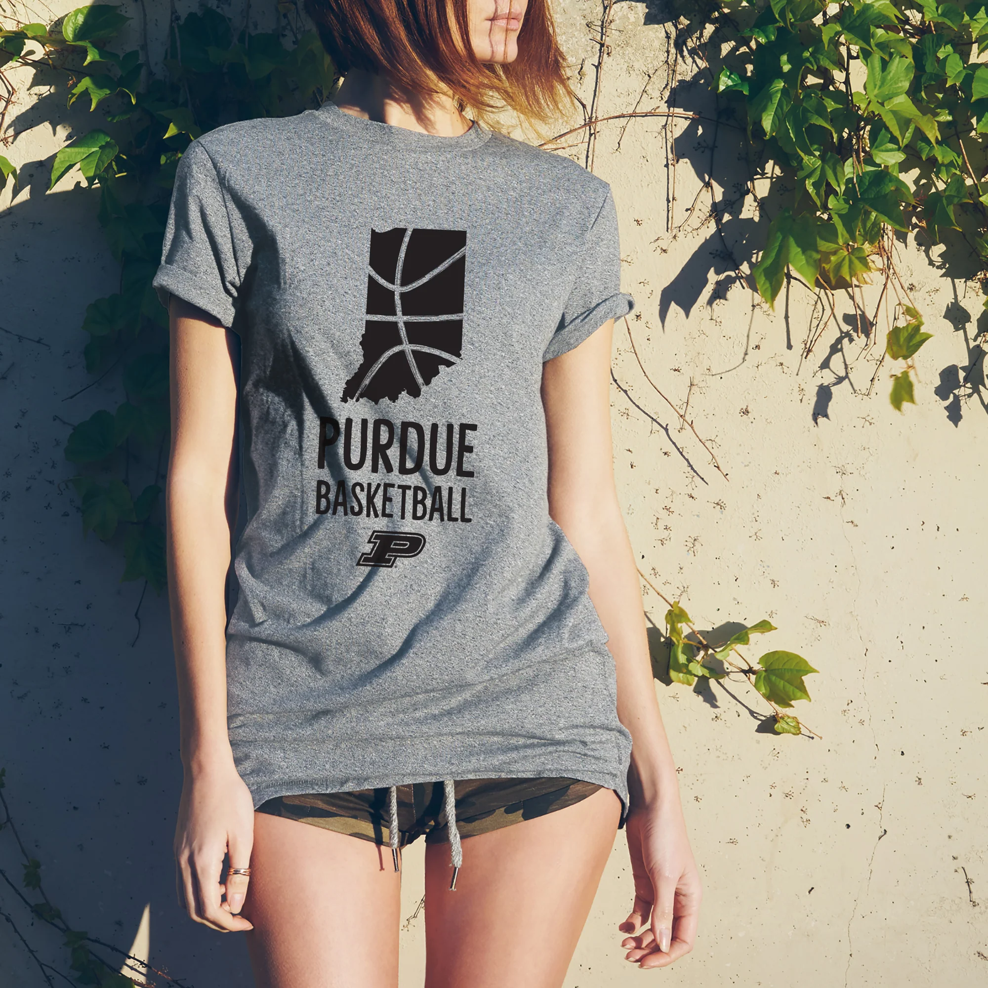 Purdue University Boilermakers Basketball Brush State Short Sleeve T Shirt - Sport Grey - Image 4